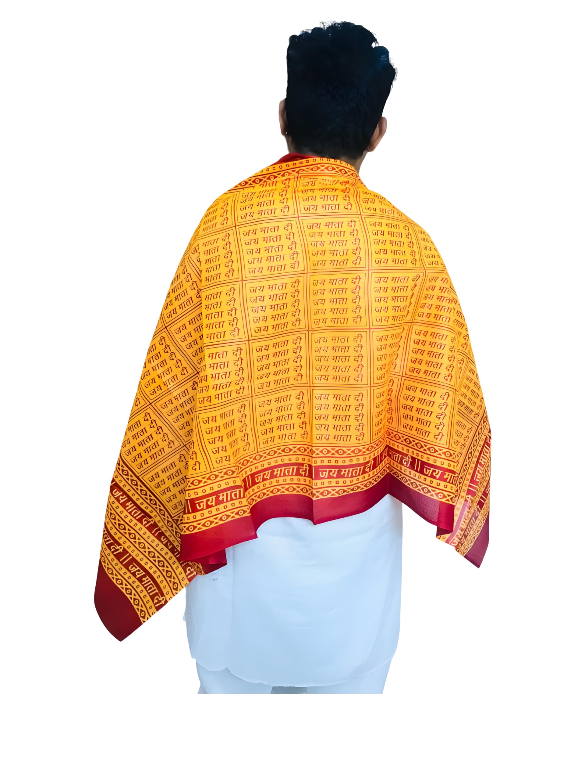 Desi Legacy Jai Mata Di Cotton Cloth | 180x80 cm Red & Yellow Devotional Shawl | Printed जय माता दी Mantra in Hindi | Ideal for Puja, Mata Ki Chowki, Temple & Spiritual Use-picture-23