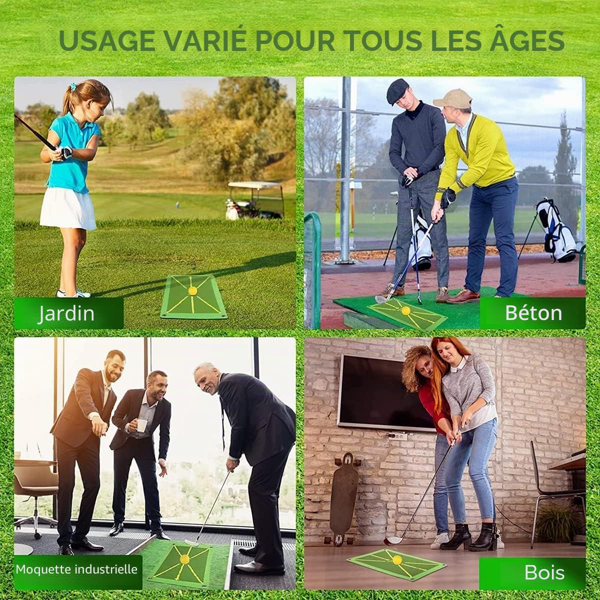 Tapis de Balançoire de Golf, Tapis de Frappe et d'Entraînement de Golf Portable - Détection de Swing et Pratique