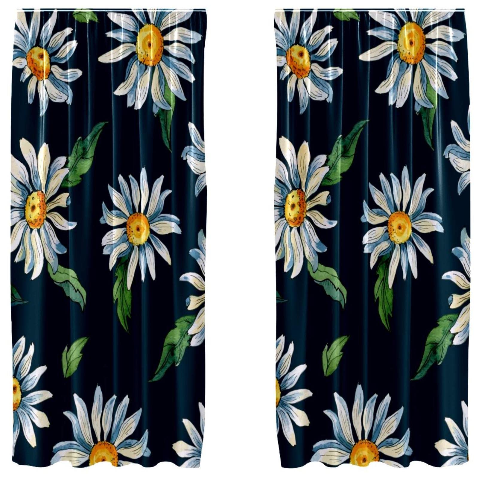 Rideaux occultants contre la lumière du jour motif floral marine
