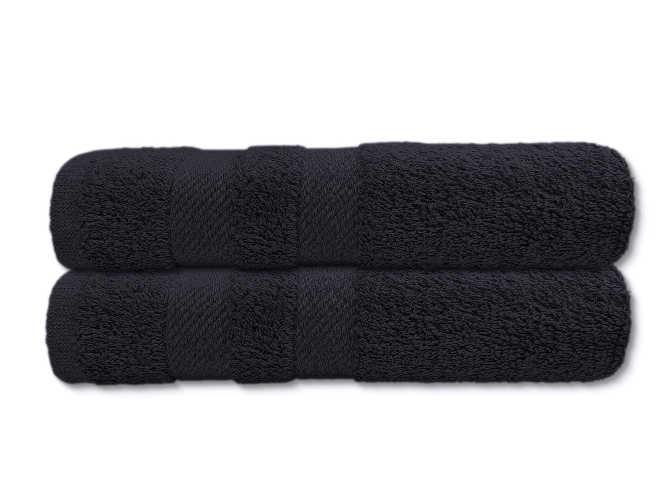 A & B Traders Black Cotton Hand Towels 600 Gsm Soft Thick Easycare Multipurpose Daily Use Bathroom Gym Spa Salon Sports Towels (, 2)