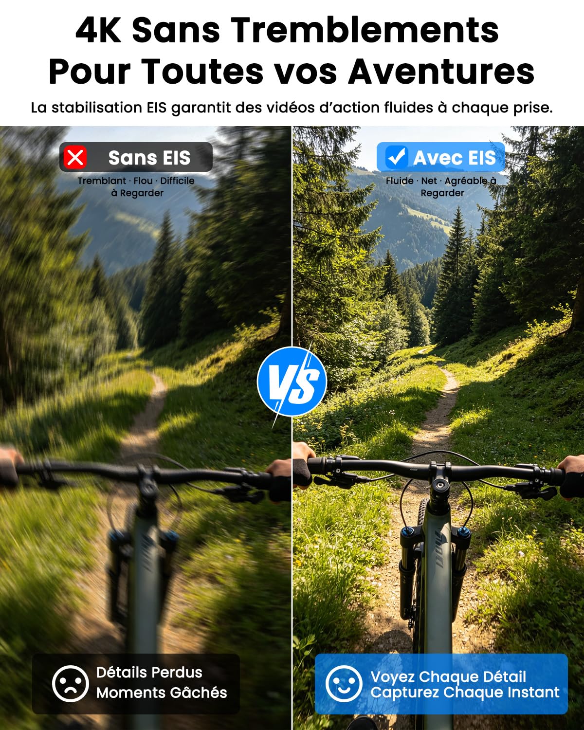Caméra Sport, 4K Mini Camera Sport WiFi avec Carte 64 Go, Camera POV Caméra Portative étanche IP65, Action Cam – Autonomie Jusqu’à 220 Minutes (1200 mAh)
