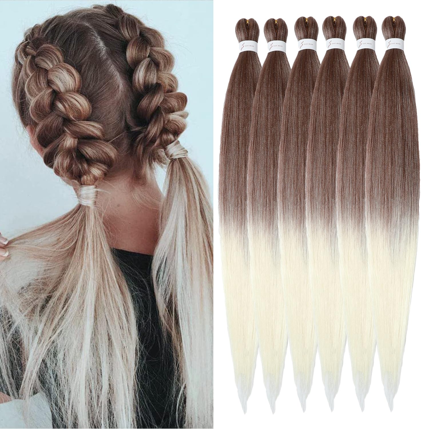 YDDM Capelli Per Treccine Africane Rosa Extension Treccine Texture Yaki Easy Install per Principianti 20 Pollici 3 Pezzi Capelli Leggeri e Naturali per Box Braids, Twist e Crochet — view 74
