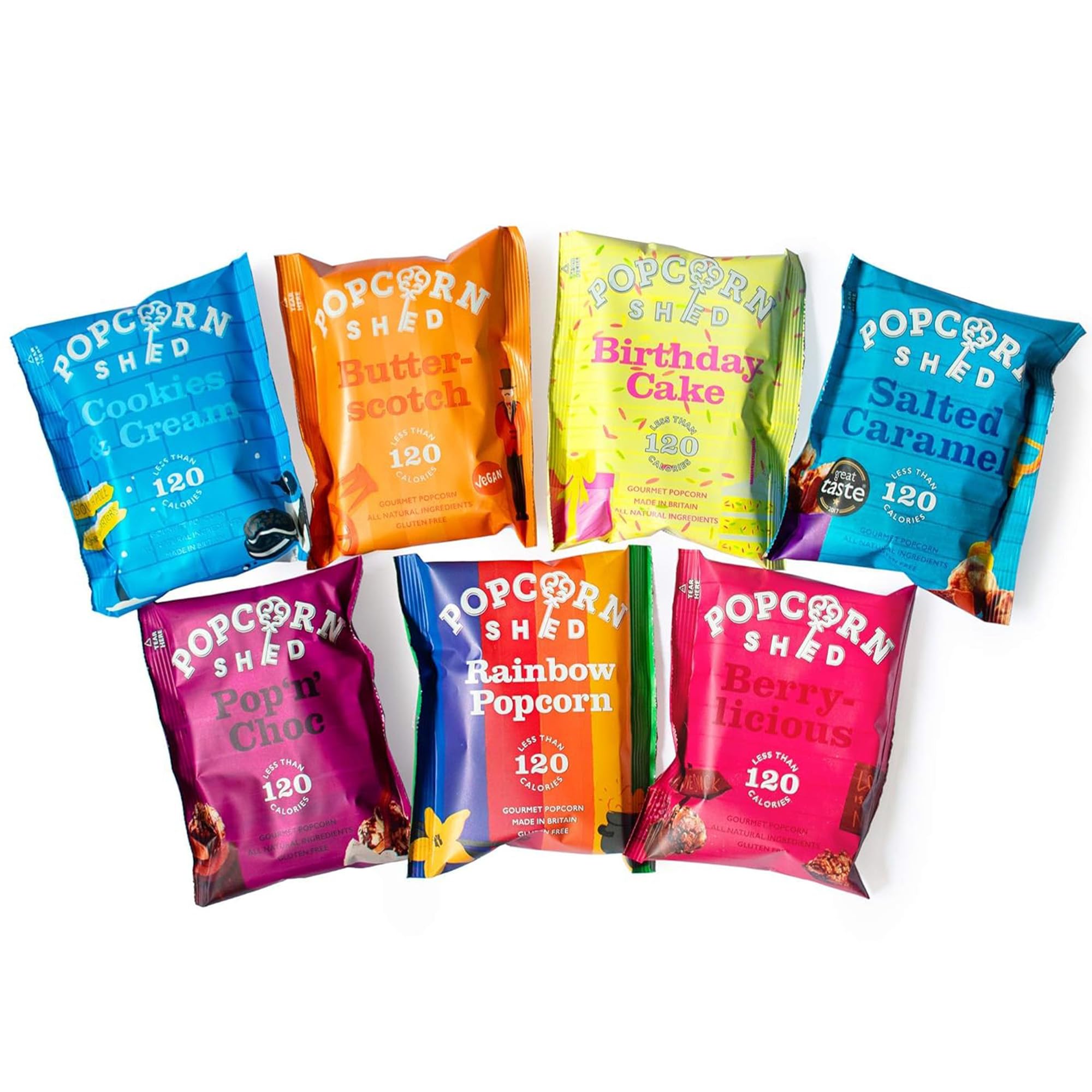Celebration Selection Pack (7 Different Flavours) - Gourmet Popcorn Variety Pack, Sweet Popcorn Flavours, Easy & Low Calorie Snack, Perfect for Parties, Movie Nights & Gifting