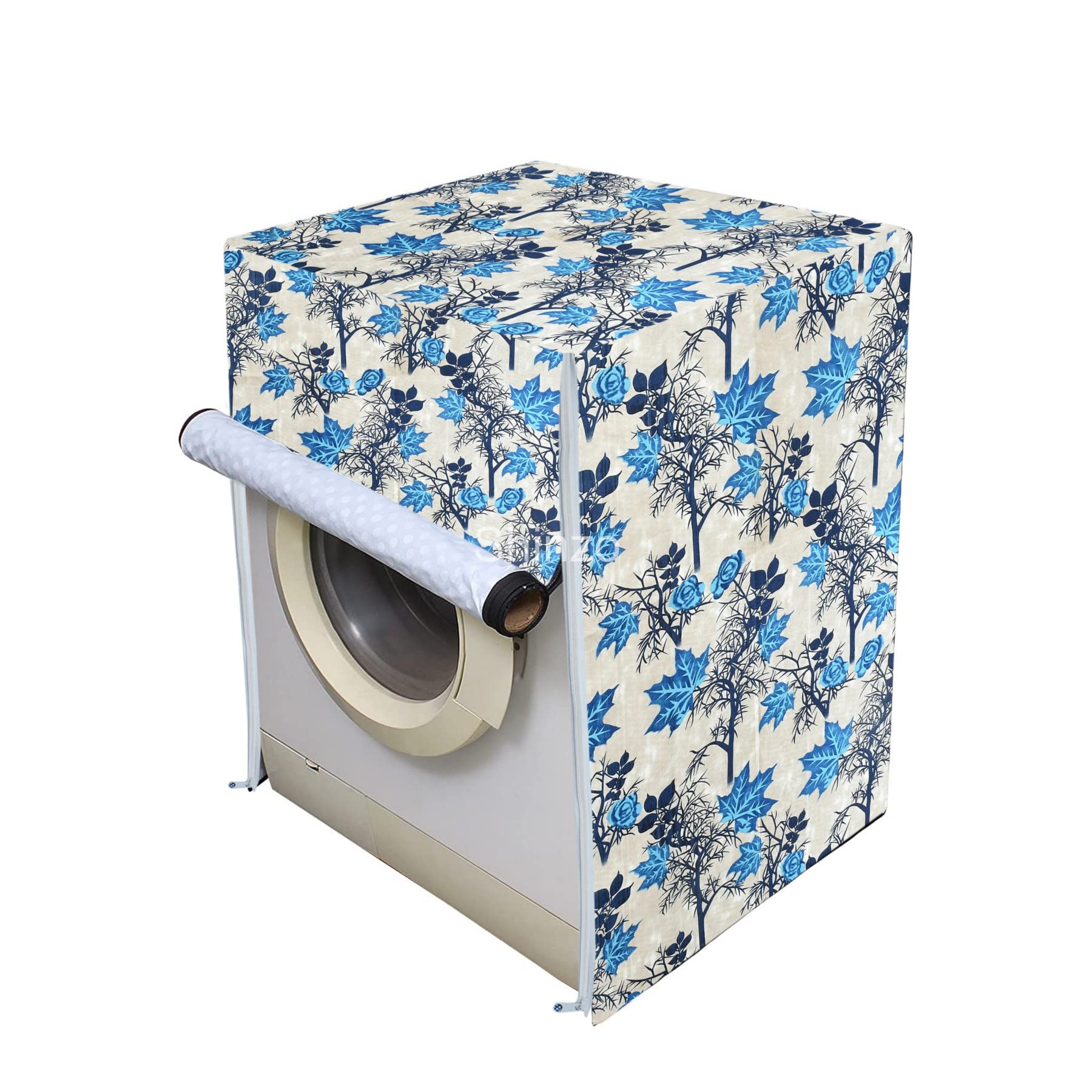 Woah Front Load Washing Machine Cover with Water Pipe Hole Back Side Suitable for-6 kg, 6.5 Kg, 7 Kg, 7.5 Kg (Aqua Blue Leaf) (B09RWN9JT7) Amazon Price History, Amazon Price Tracker