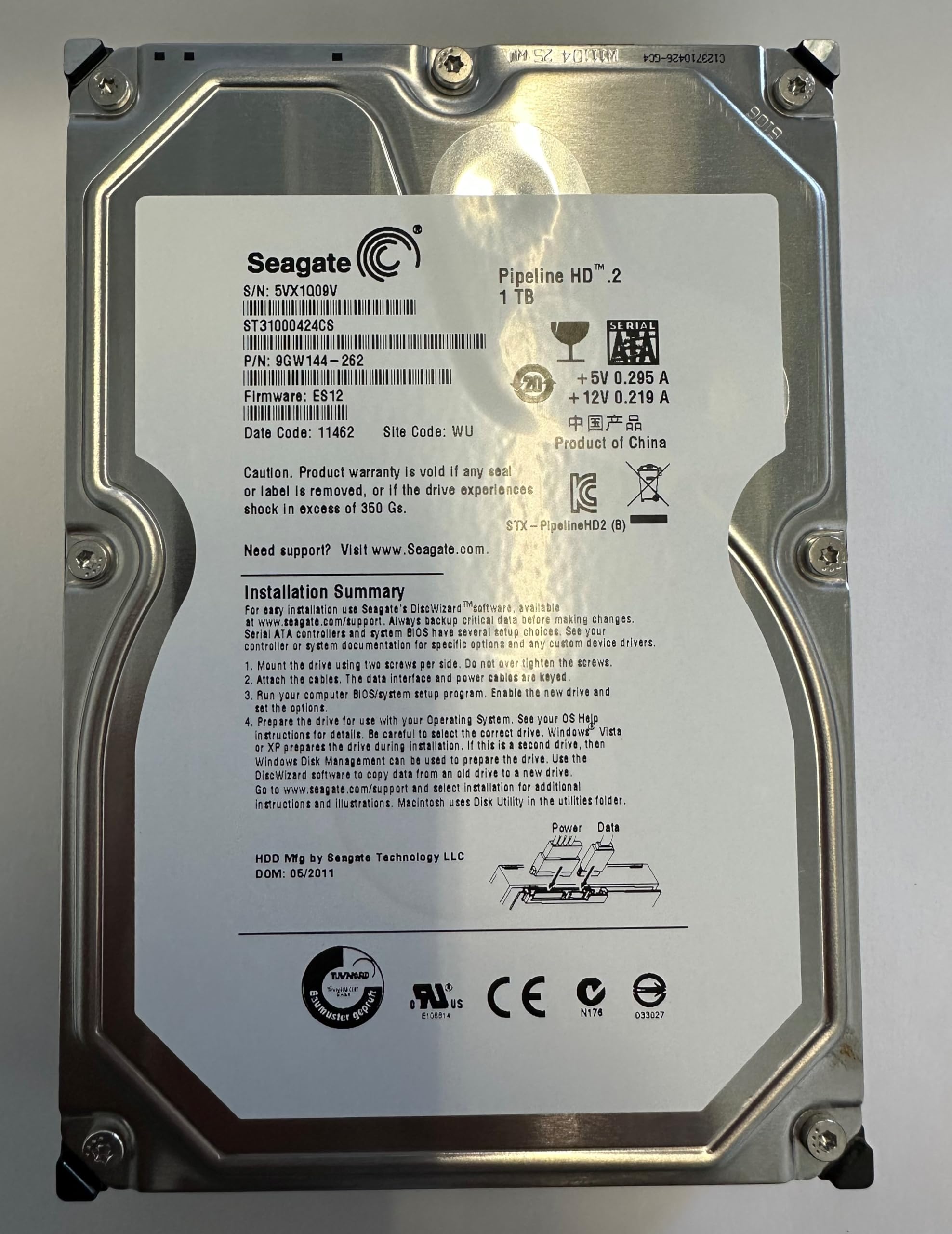 Seagate ST31000424CS（3.5インチ HDD 1TB） Amazon.com: ST31000424CS, 9GW144-262 Sea. ($79 ea.) 1TB