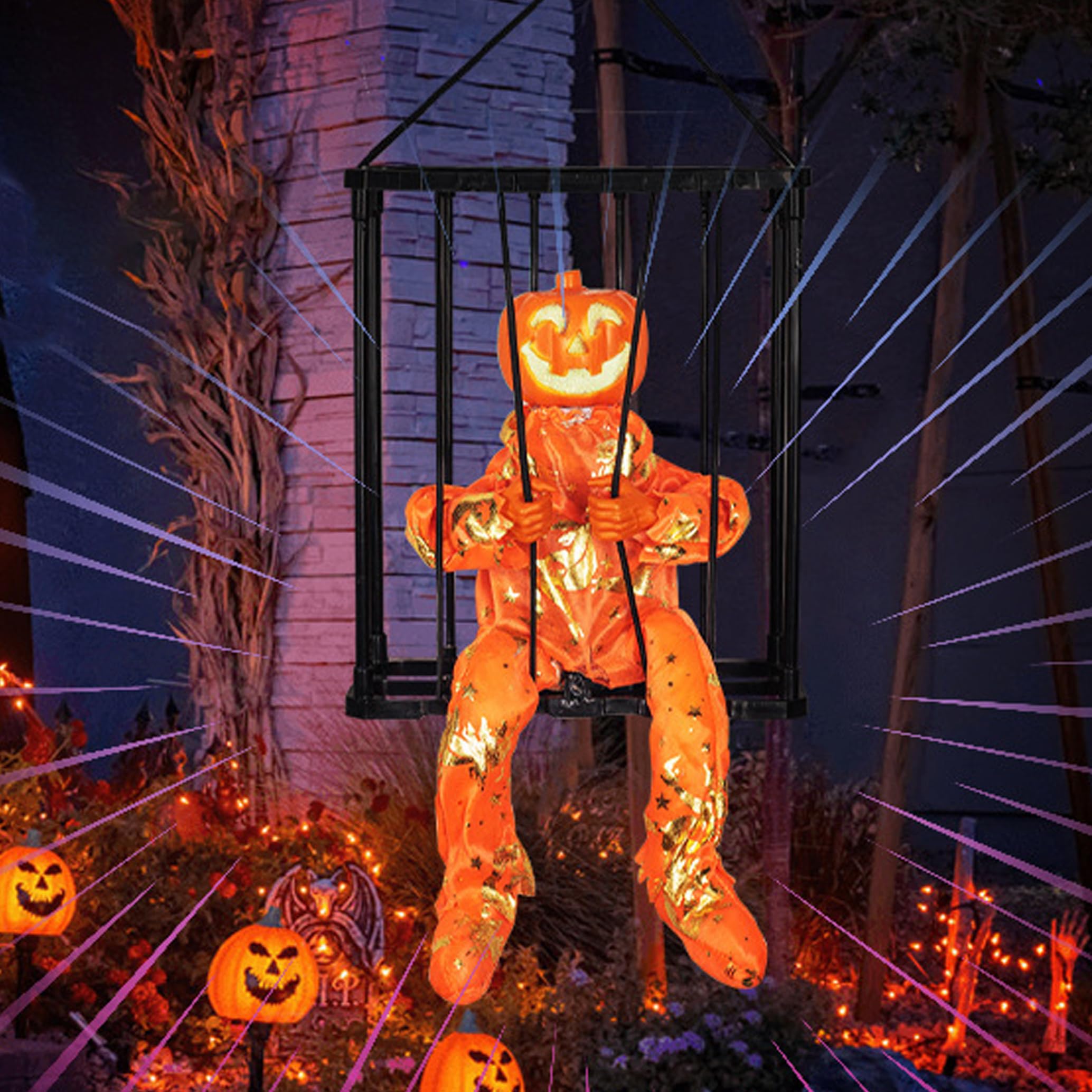 Decorazioni di Halloween attivate dal movimento, oggetto di scena della casa stregata urlante arancione