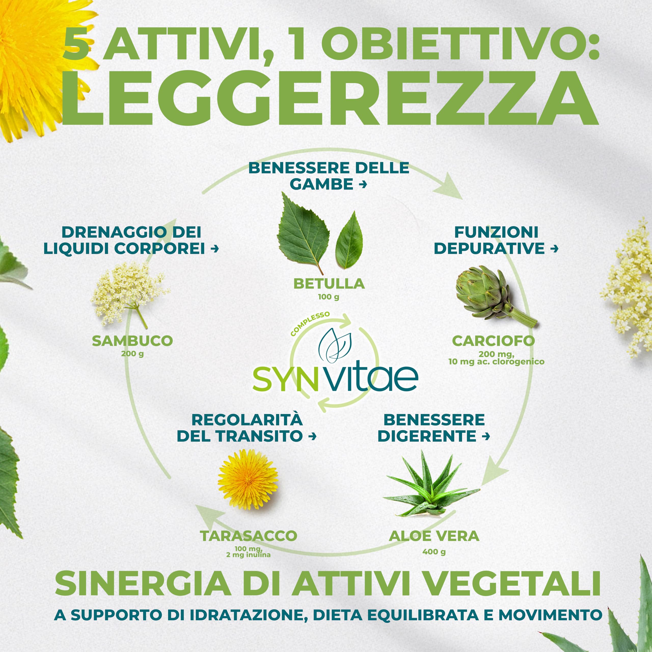 IN VITAE Drenante Forte - Integratore con Aloe, Tarassaco, Betulla, Carciofo e Sambuco - Supporto al Drenaggio dei Liquidi Corporei e Funzioni Depurative - 20 Stick Gel - Made in Italy