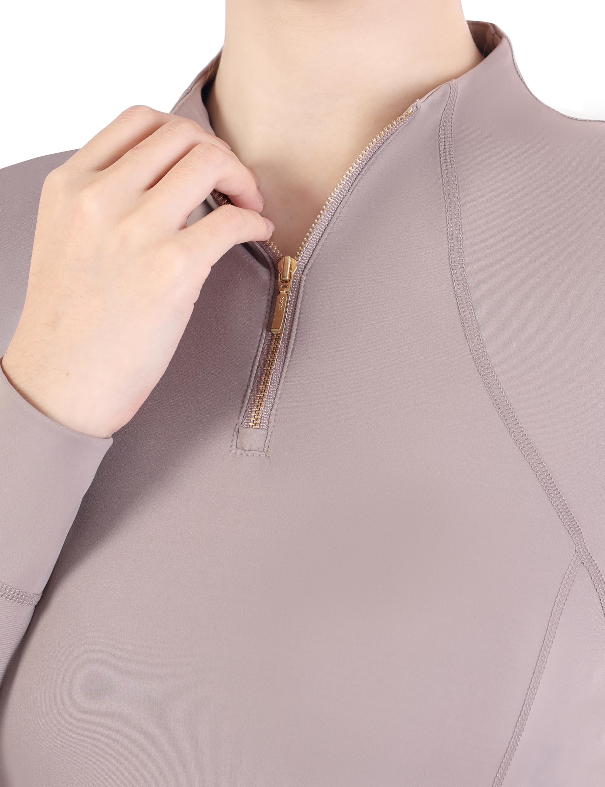 Harrison Howard Chemise d'équitation à manches longues avec fermeture éclair 1/4 pour femme