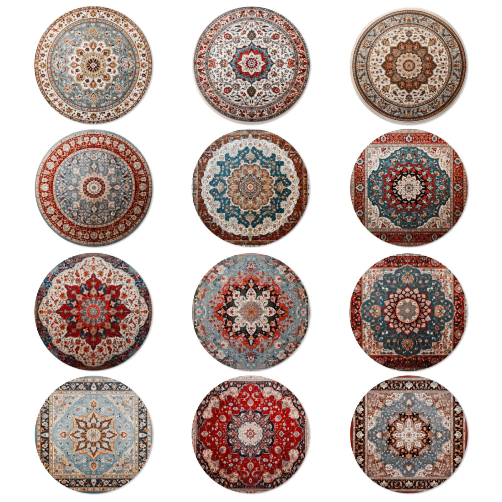 Trillionn 12 Pack Felt Cup Coasters for Drink, Absorbent Coasters for Coffee, Ethnic Pattern Design