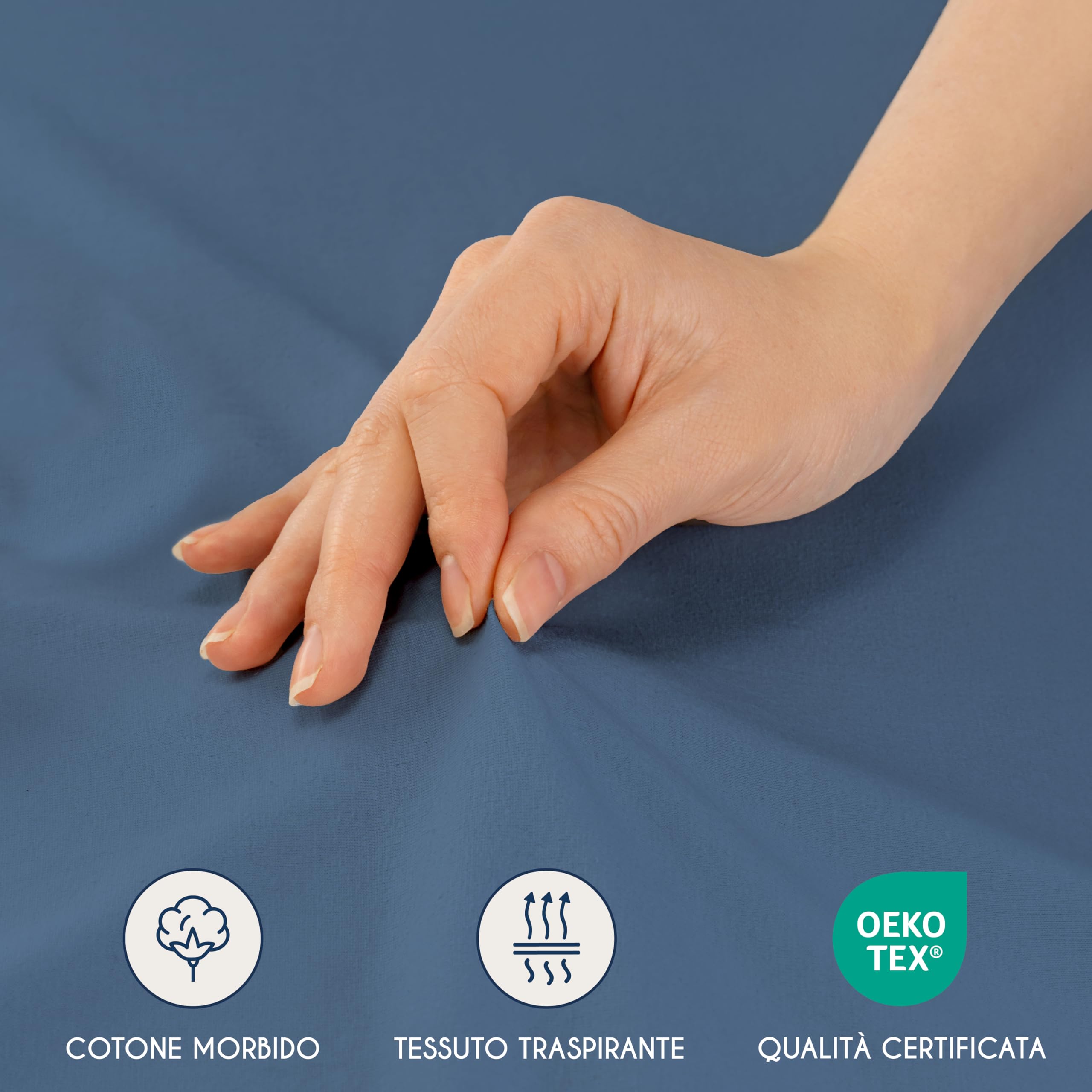 Dreamzie Lenzuolo Con Angoli Cotone - 180x200 - Oeko Tex certificato - Blu - Lenzuolo con Angoli Matrimoniale 180x200