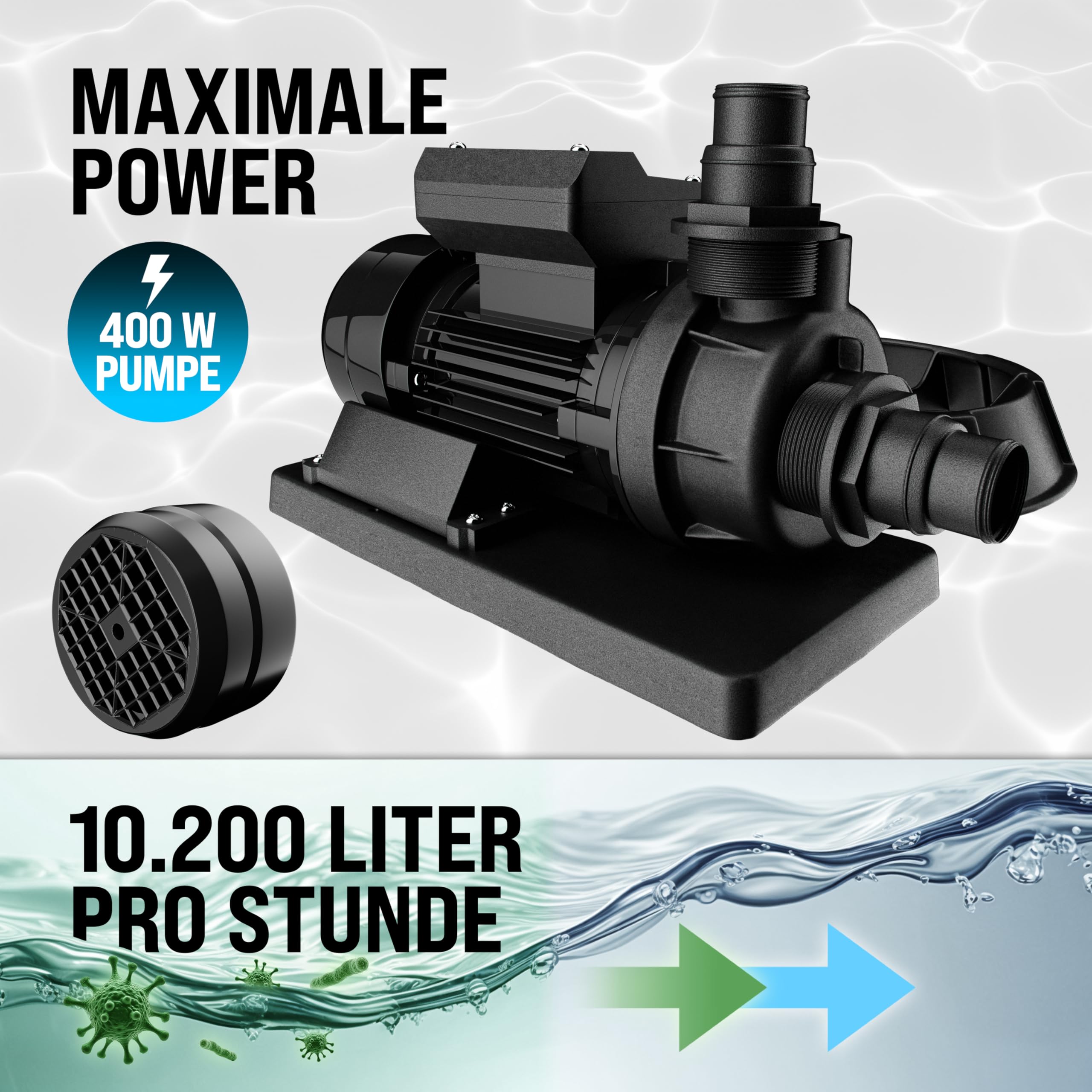 MONZANA® Sandfilteranlage SF102K 10.200 l/h bis 35.000L Pool inkl Filterbällen 7 Wege Ventil 2in1 Adapter Ø32-38mm 400W Filteranlage Pumpe Filterkessel