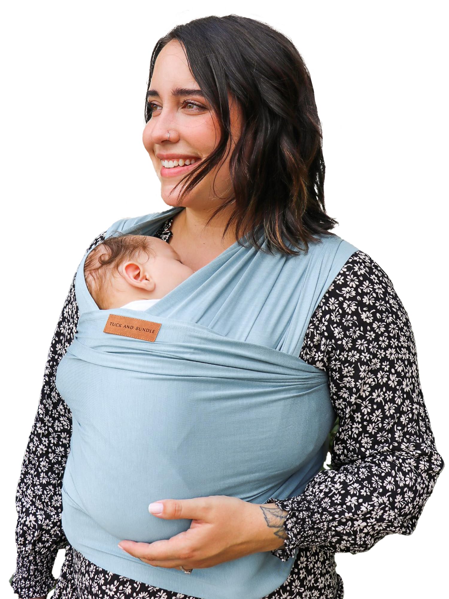 Tuck and Bundle Baby Wrap Carrier for Newborns, Infant Carrier for Babywearing, 8-35 lb Lightweight Soft Tencel Modal Baby Wraps, Baby Essentials, Best for Baby Shower, 0-18 Months Old - Citadel Blue