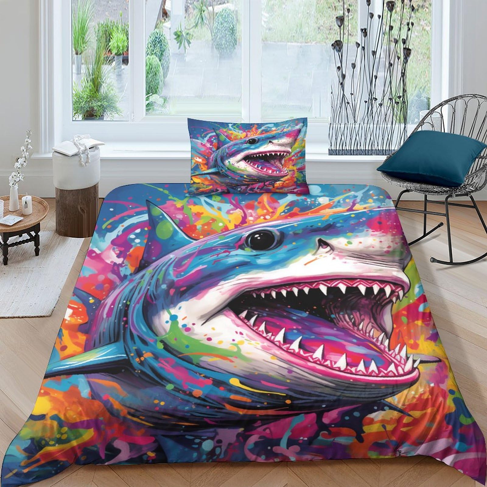 Housse de couette requin 3D pour transformer la chambre d'enfant en océan de douceur
