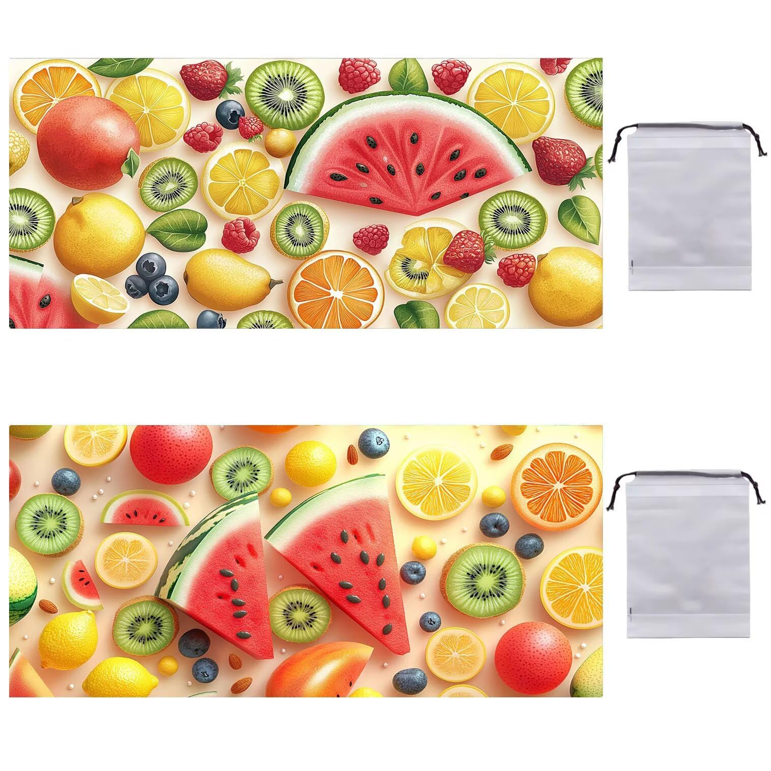 Telo Mare Microfibra Asciugamani Teli da Spiaggia Asciugamano Palestra 2 Set Antisabbia 75 x 150 cm xxl Uomo Donna Accessori Mare Telo Mare Grande per Piscina Bagno Regali Travel Regali (frutta) U-729