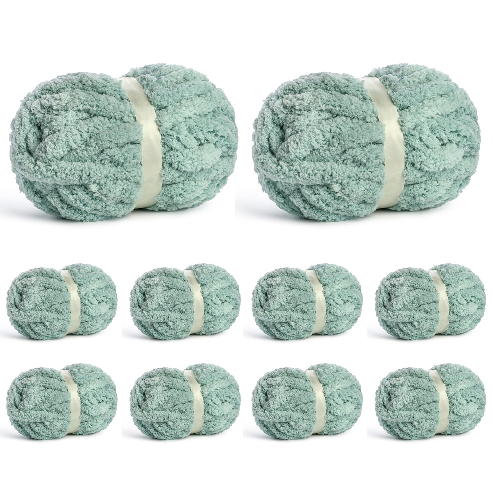 10 Pack of Jumbo Chunky Yarn for Hand Knitting,10# Super Bulky-Fluffy Chenille Yarn, 220 yds/70.5 oz Soft Thick Yarn for Crocheting Chunky Knit Throw Blankets.(Aqua Green)