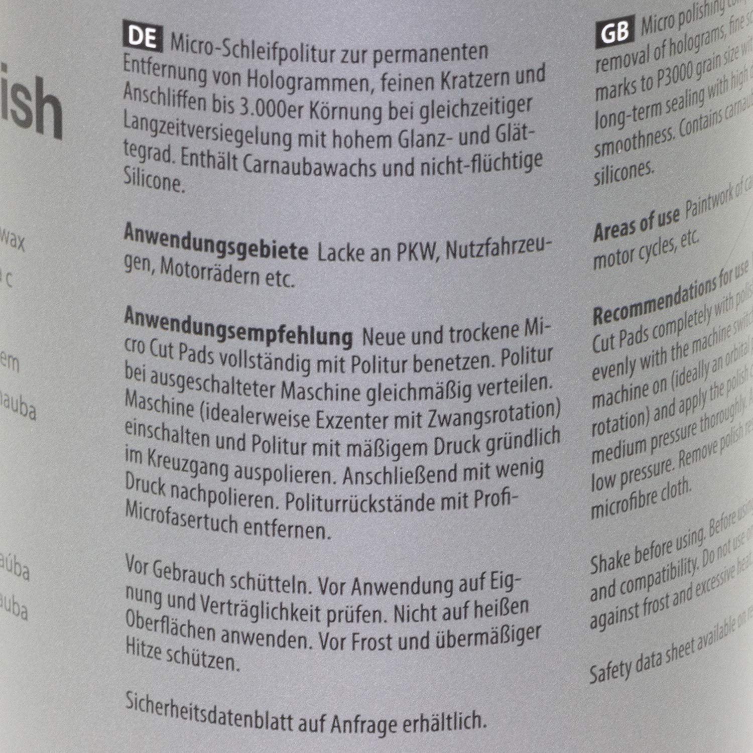 Micro Schleifpolitur mit Carnaubawachs Cut & Finish P3.01 Koch Chemie 2 Liter