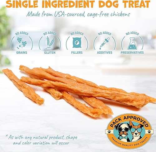 Chicken Sticks for Dogs - Dehydrated Chicken Jerky Treats. Single Ingredient Made and Sourced in America - High Protein, Low Fat - Crunchy Treat Sticks - 6.2oz(6.2 Ounce (Pack of 2))