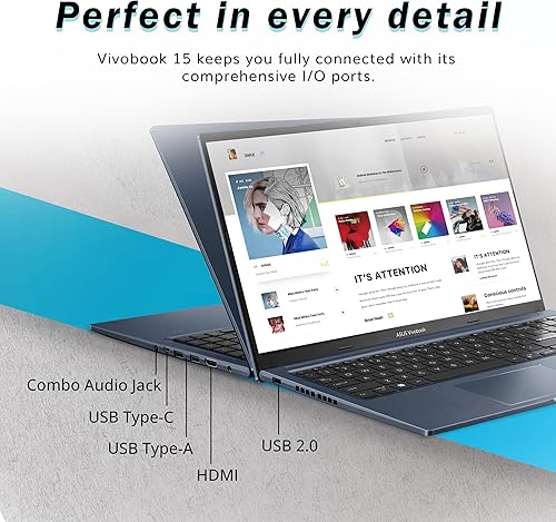 Miniatura 9 de ASUS VivoBook - Laptop con pantalla táctil FHD de 15.6 pulgadas, Intel Core i7-1255U, 16 GB de RAM, SSD PCIe de 1 TB, gráficos Intel Iris Xe,