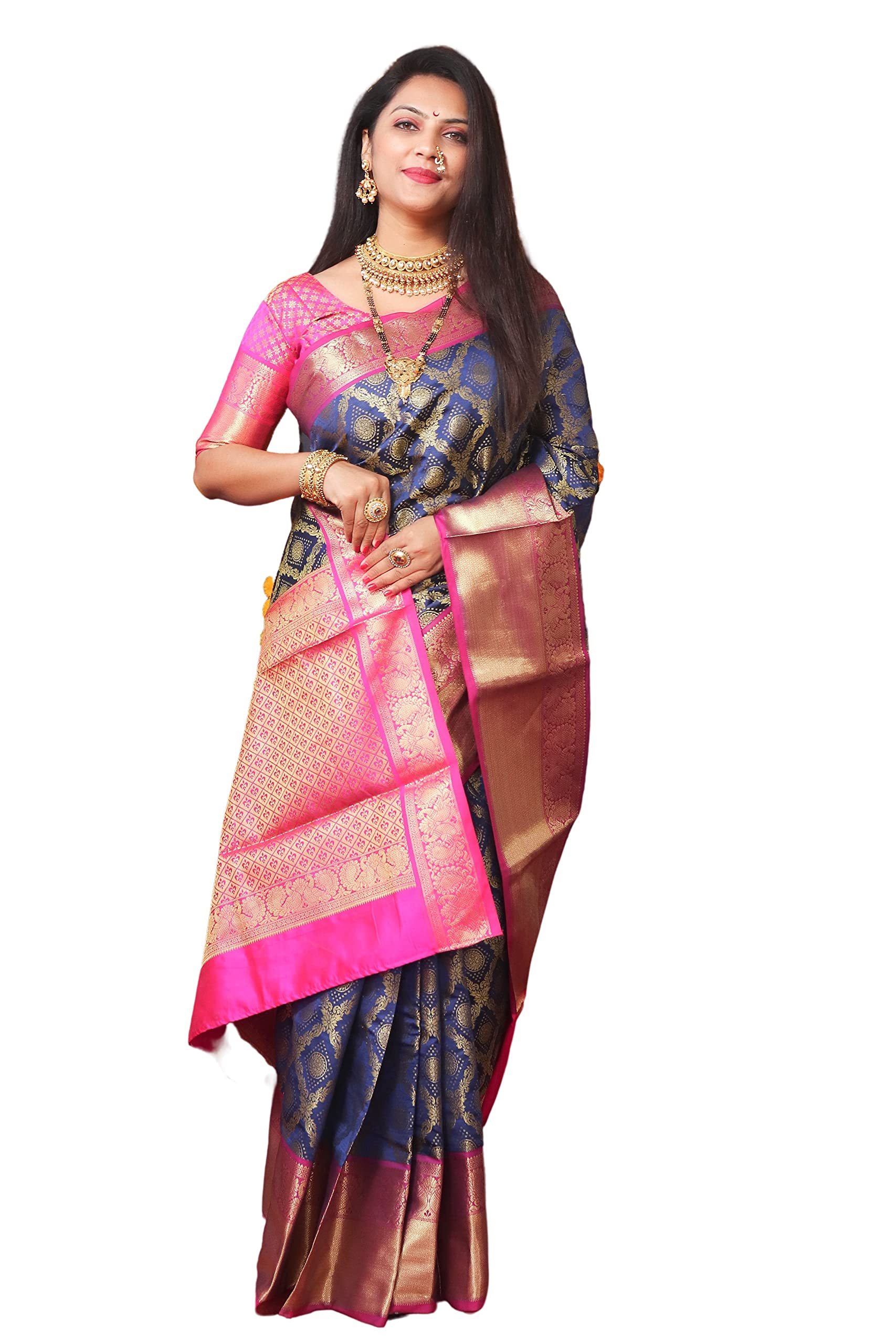 SGF11Women's Kanjivaram Soft Silk Saree With Blouse Piece
