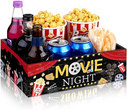 GlikCeil Movie Night Supplies Snack Trays with Handles, Classic Style