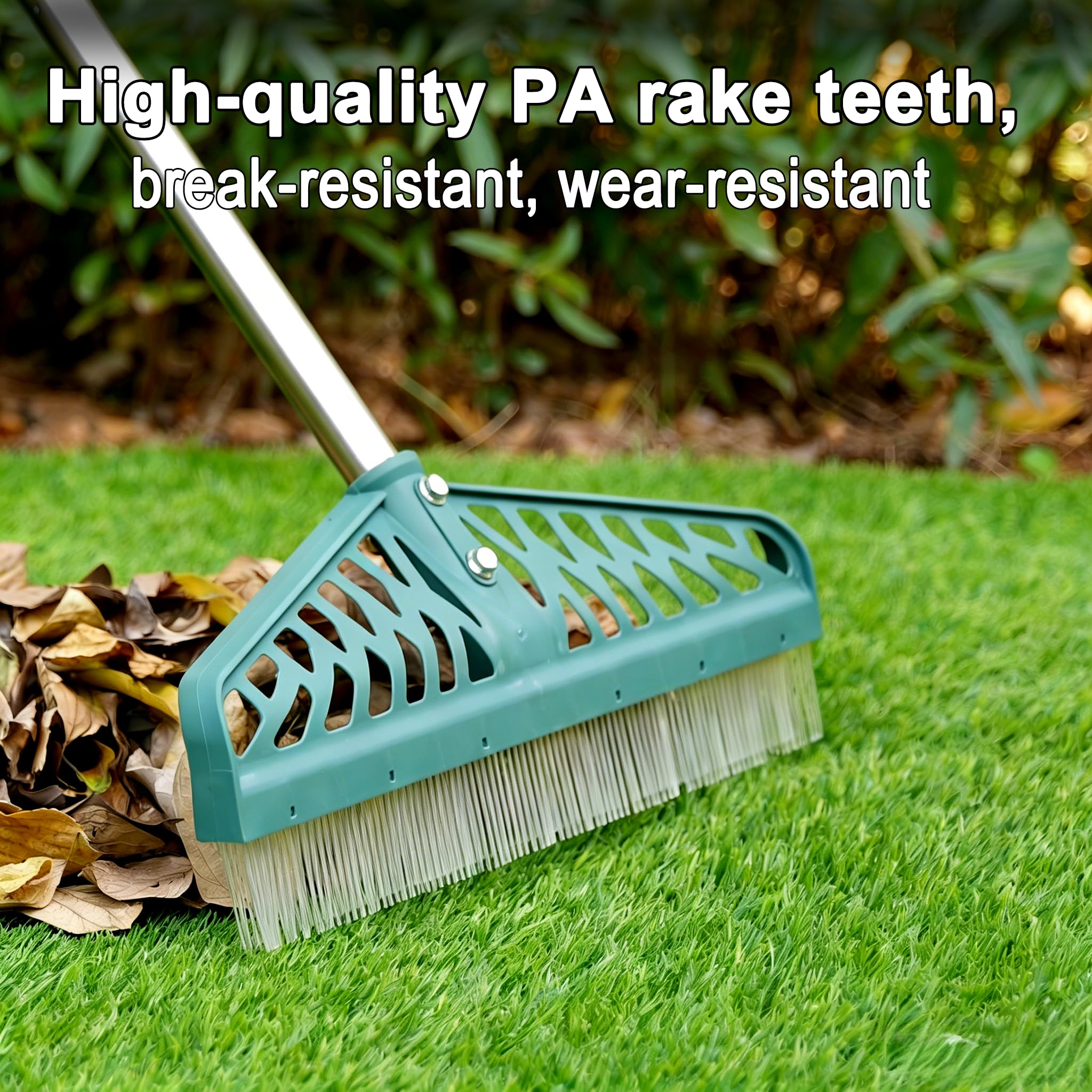 YEELOR Rastrello per tappeto erboso artificiale, manico acciaio regolabile 81-150 cm, spazzola anti-pelli animali