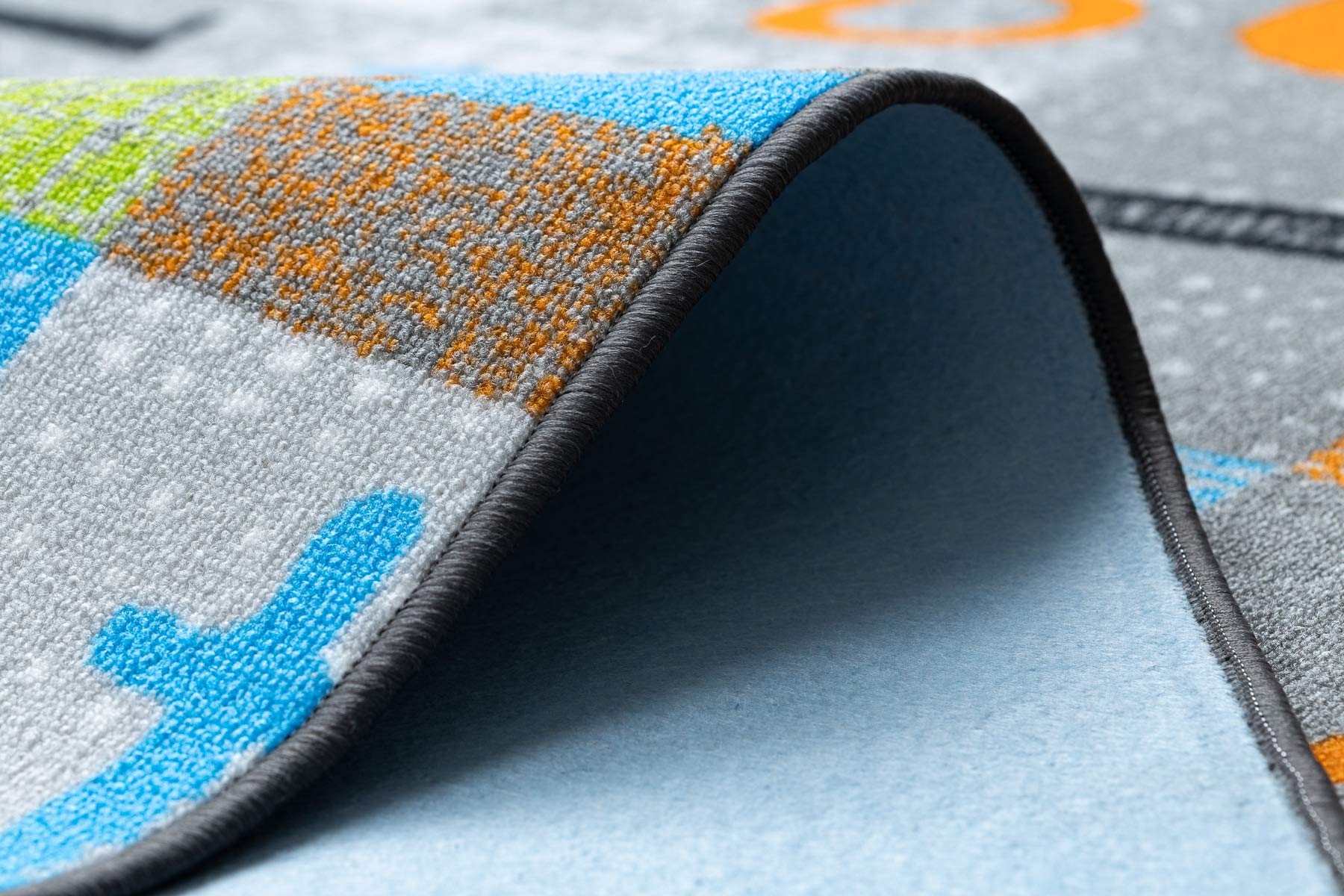 rugsx Teppich Jumpy Kinderteppich für Babyzimmer, Kinderzimmer, grau/orange/blau 100x150 cm