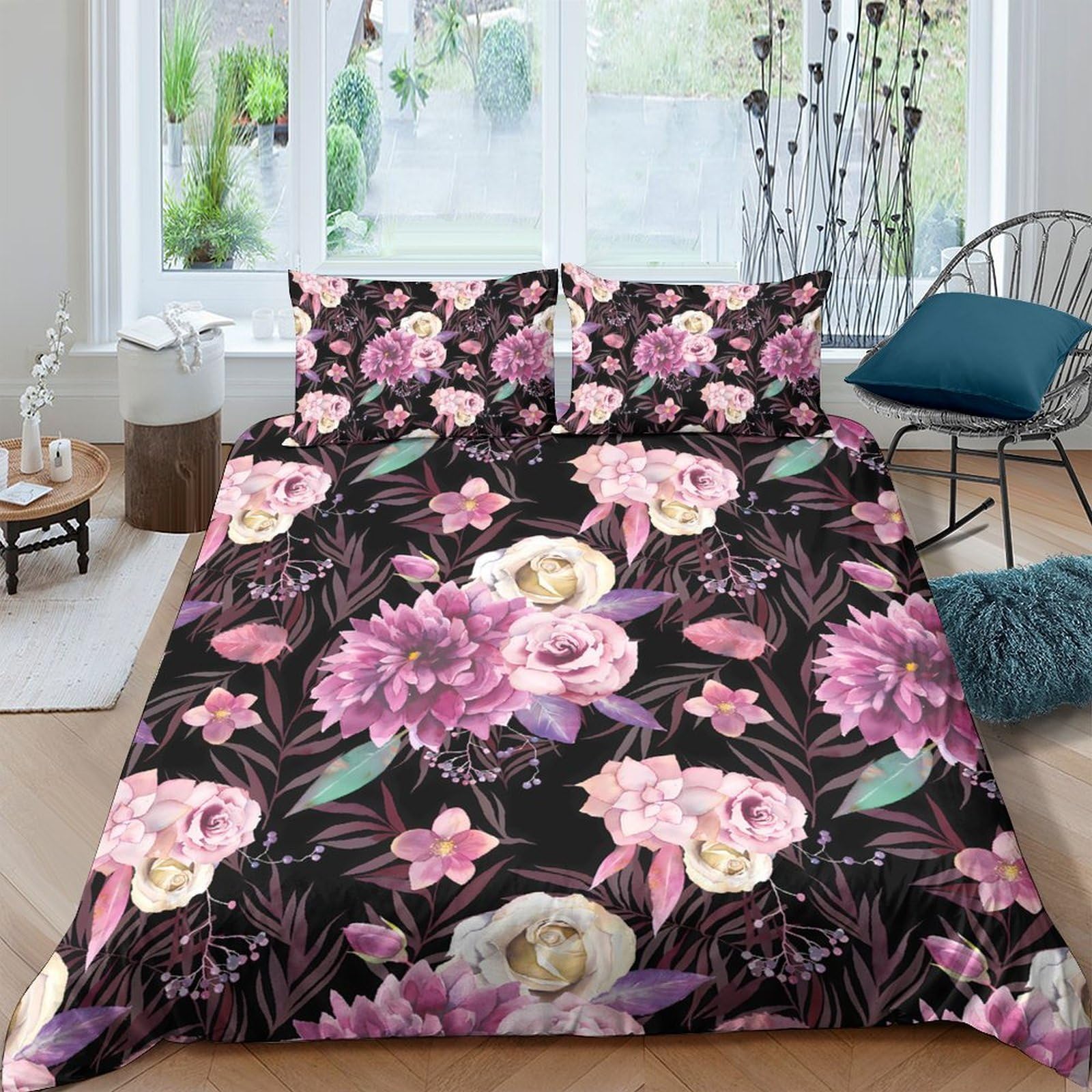 Ctjqhvkz Style-1 3D Printed Floral Peony Fitted Sheet Microfiber Soft Pink Blossom Bed Cover For Bedroom Dorm Mattress Protection Decor Single（135X200cm）