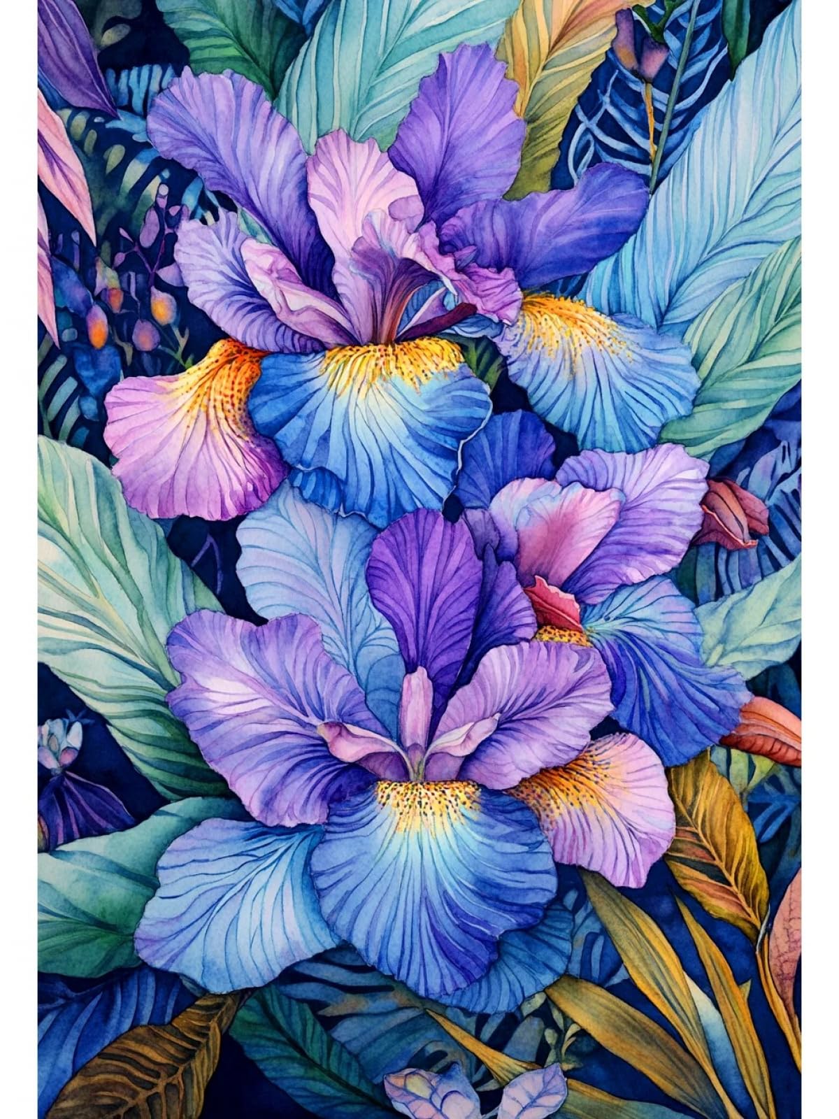 RKFLGEW Kit De Bordado De Cuentas Diy Flores De Iris De Acuarela De Fantasía Kits De Bordado，Punto De Cruz Con Cuentas，Pintura Con Cuentass En 3D，Manualidades 40x50cm