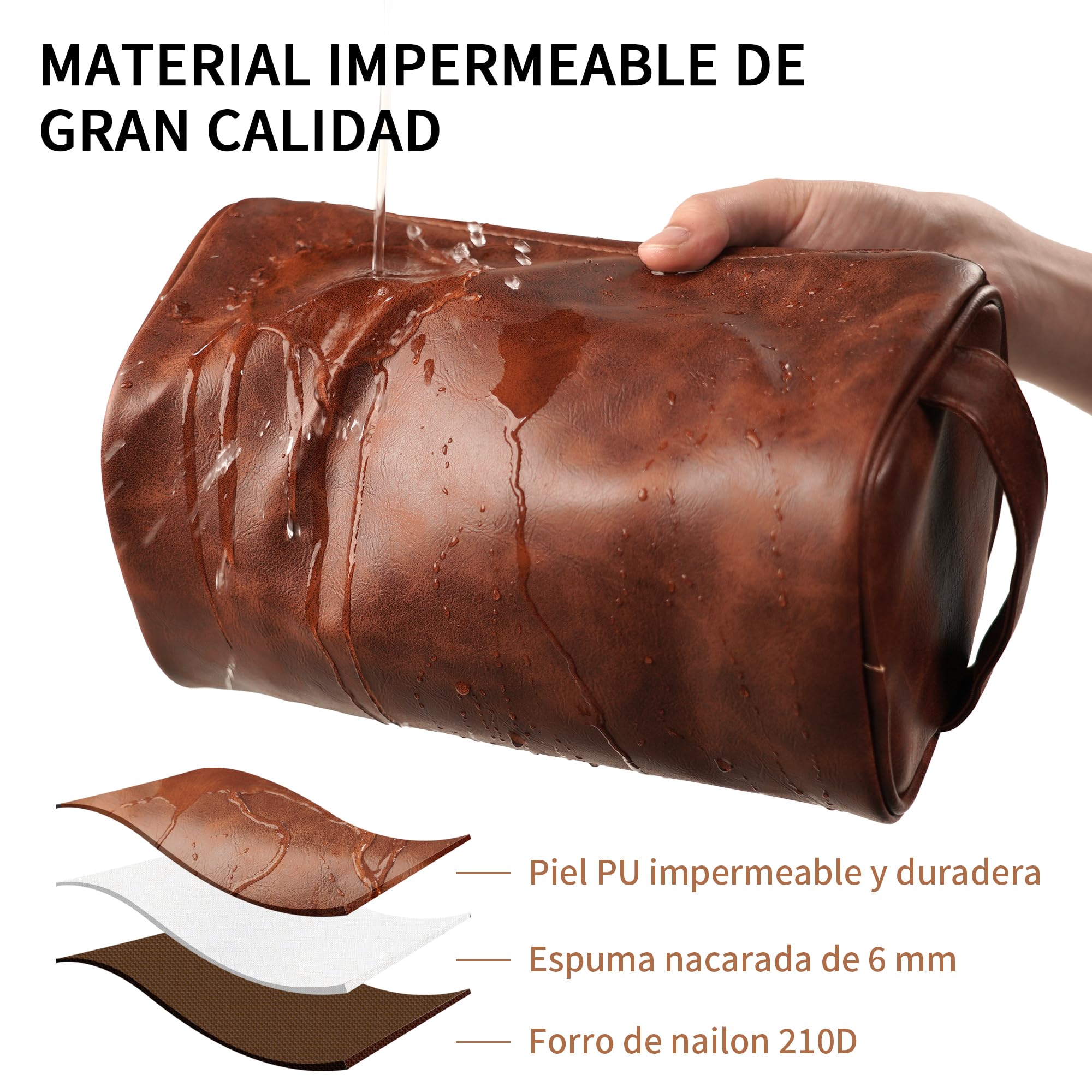Easycosy Regalos Dia del Padre, Neceser Hombre en Piel Personalizado - Bolsa de Aseo Compacto para Viaje, Regalo para Papá, Amantes y Amigos