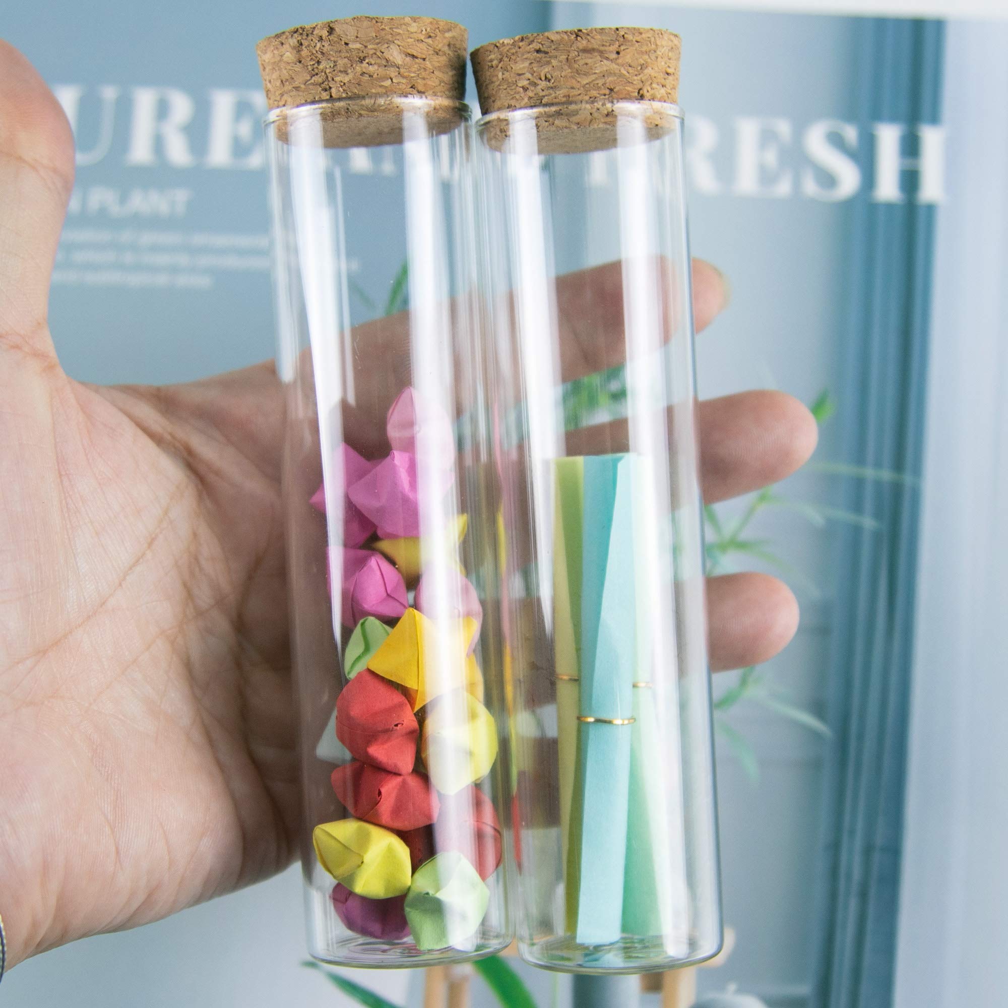 60ml transparente reagenzglas glasflasche mit korken stopfen，geeignet für die lagerung von flüssigkeiten, lakritz, sand, pulver (50, 60ml)