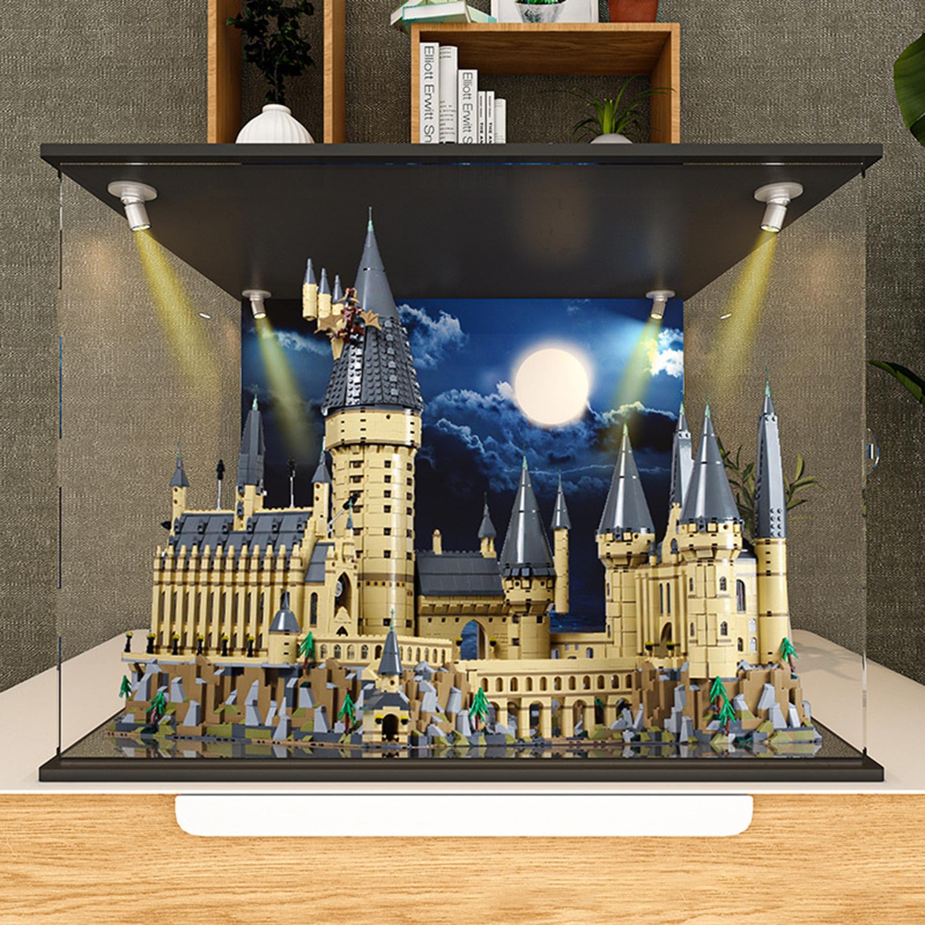XNSHENGXAN Acrylic Display Case Compatible to Lego #71043 Magic School (28.3*18.8*23.6in), Display Cases for Collectibles, Sturdy Protection for Your Collectible,Light b+Background