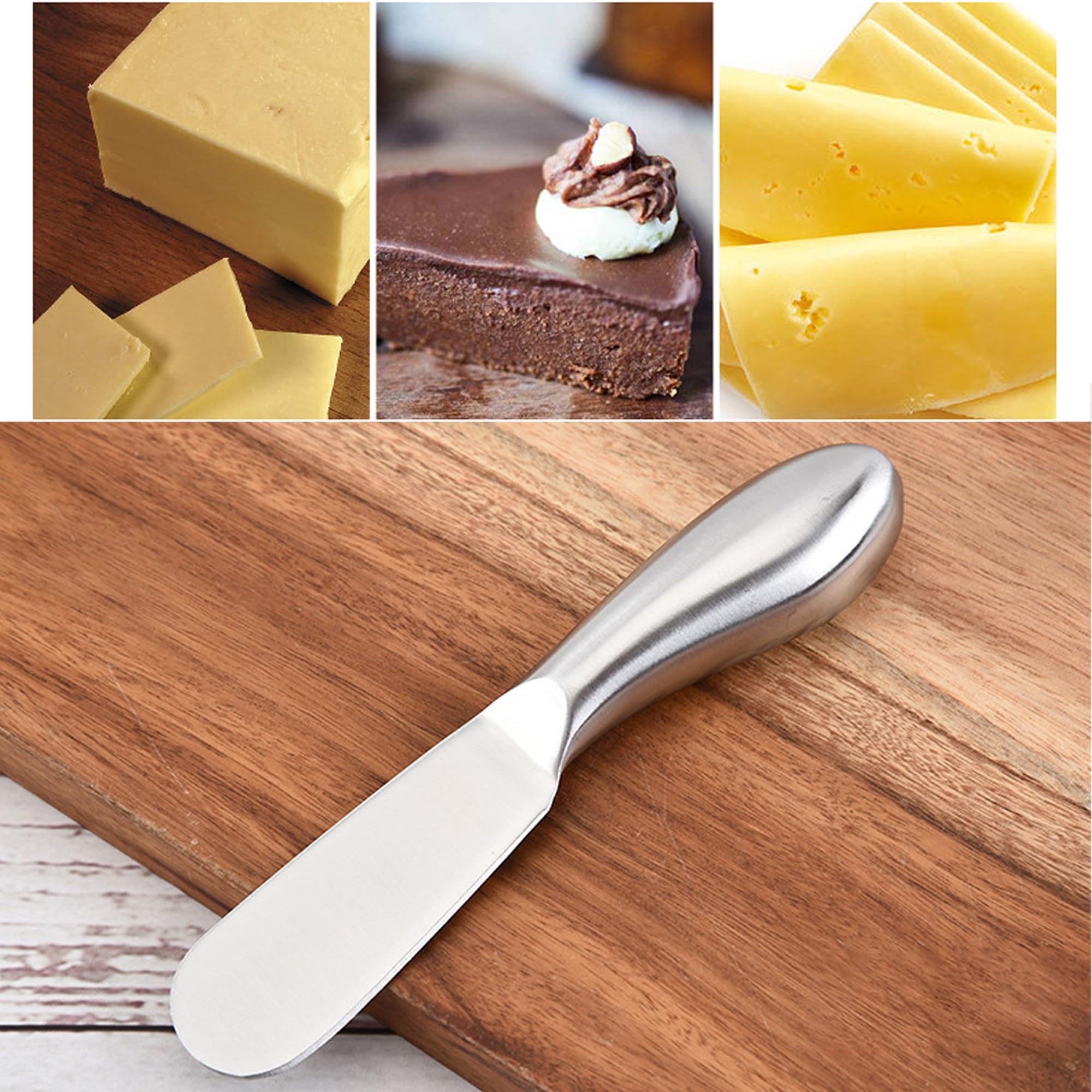 4 Piezas Acero Inoxidable Borde Recto Amplio Separador Mantequilla, Cuchillo Sándwich Crema de Queso Condimento Cuchillos Conjunto Herramientas Cocina, Mango de acero inoxidable