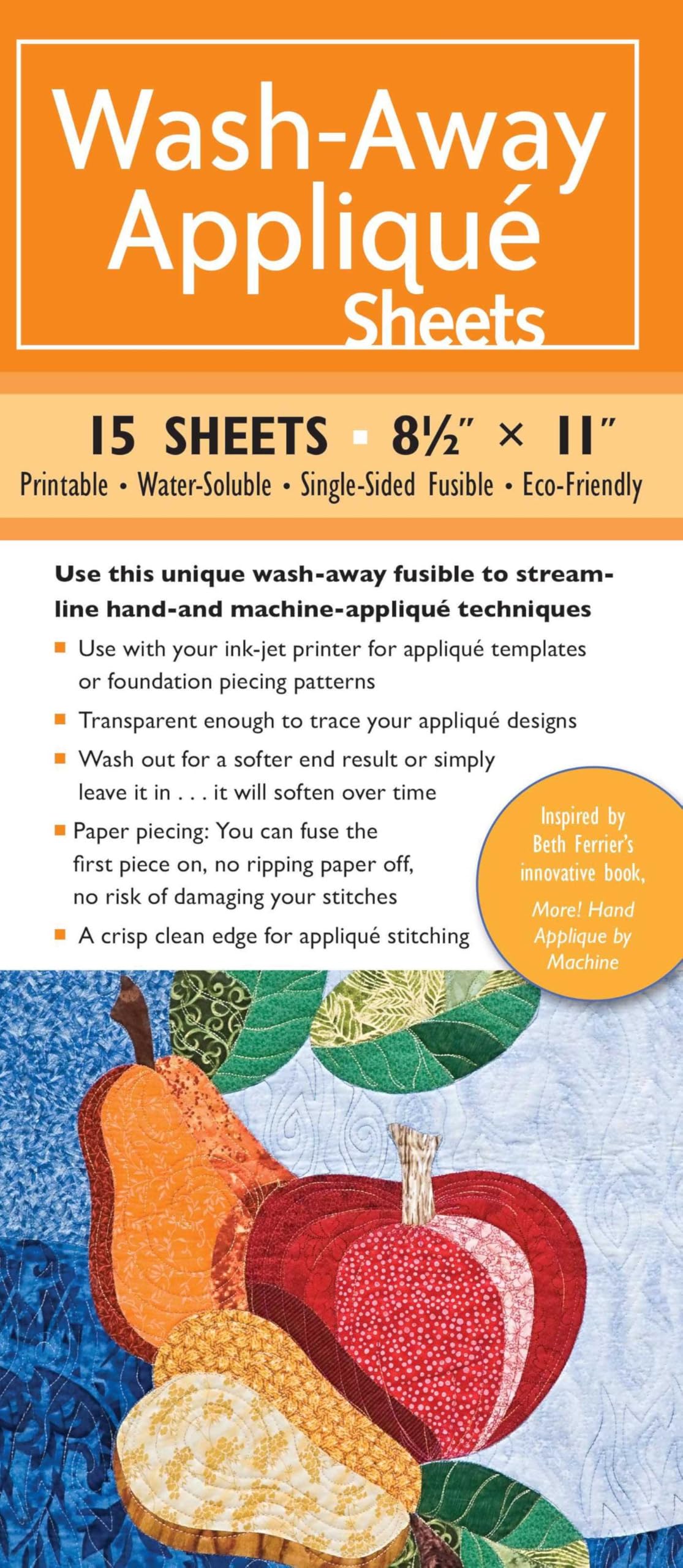 Wash-Away Applique Sheets : Printable; Water Soluble; Single Sided; Fusible; ...