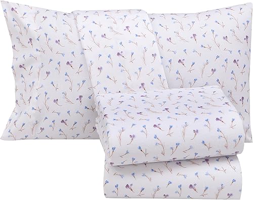 Vista 344 de RUVANTI Juego de sábanas de franela 100% algodón, tamaño matrimonial, 4 piezas, Alpine Serenity Serenidad alpina