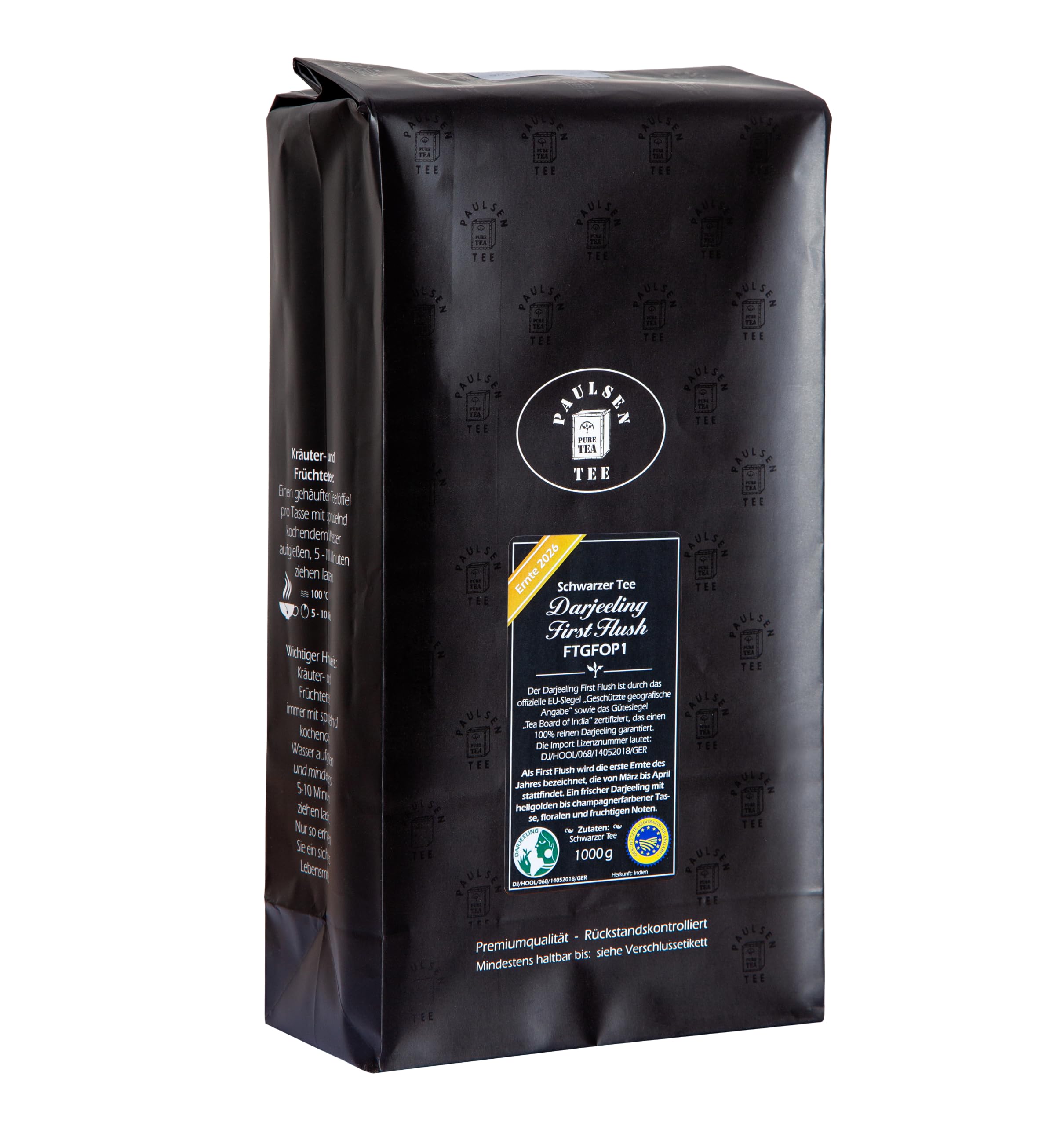 Paulsen Tee Pure Tea - Darjeeling First Flush FTGFOP1 - Ernte 2026 - schwarzer Tee - 1000g
