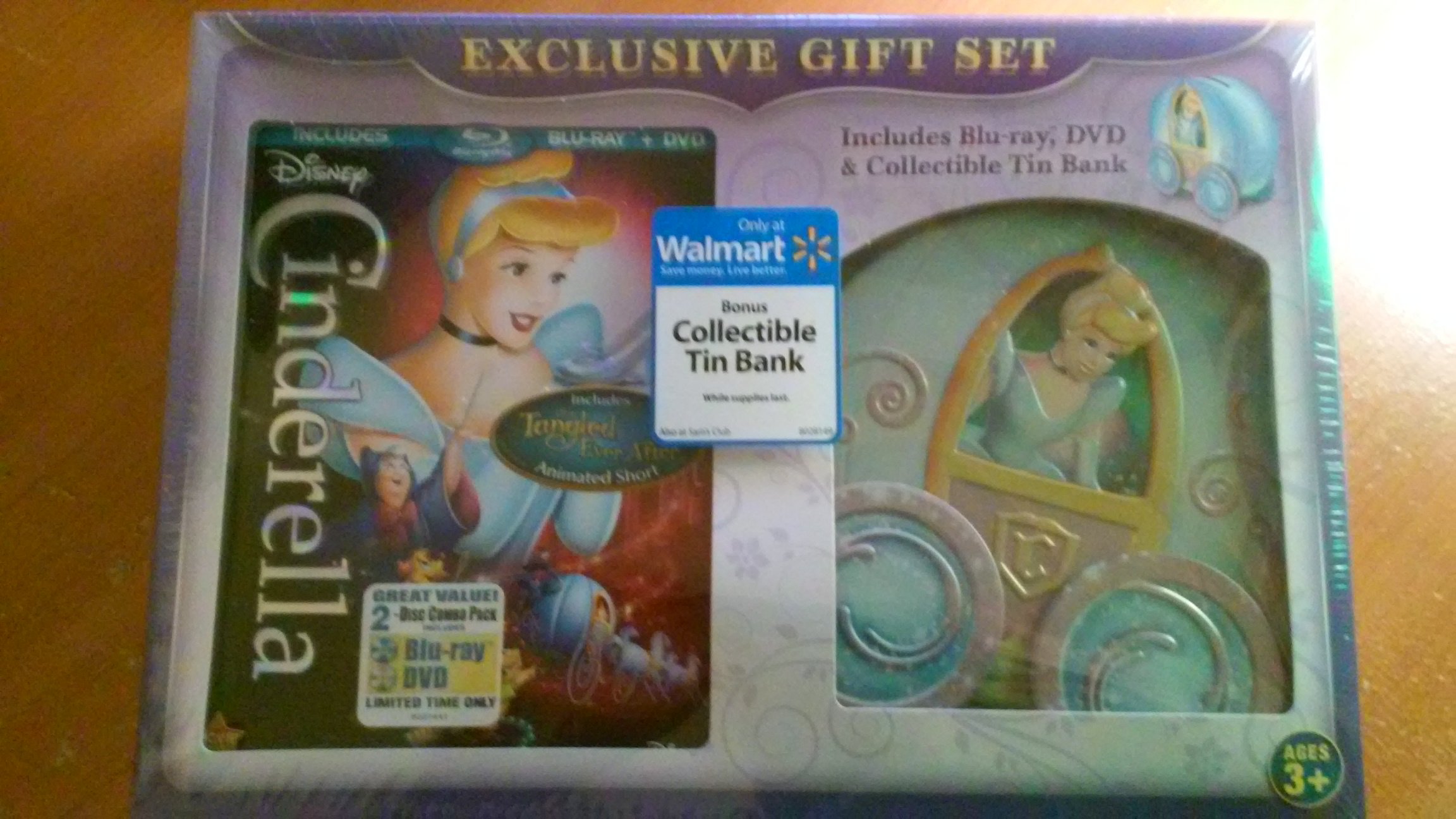 Disney Cinderella Blu-ray + DVD Exclusive Gift Set - Includes Collectible Tin Bank - Wal-mart Exclusive
