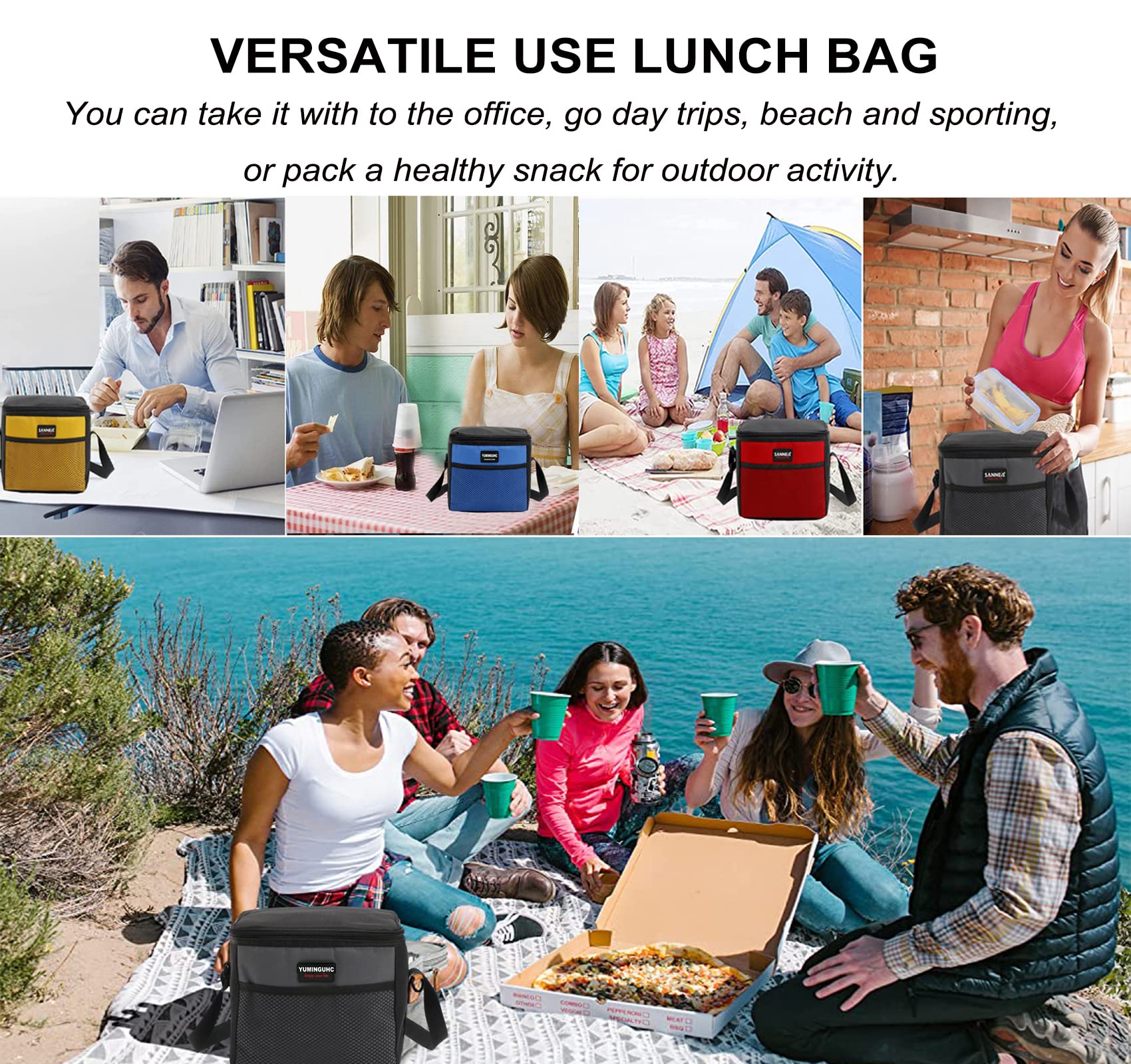 Lonchera térmica reutilizable de 5 L para hombres y mujeres, bolsa térmica para adultos, niños, trabajo, escuela, picnic (gris)