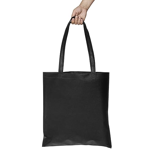 Miniatura 8 de Bolsas de compras reutilizables  Paquete de 25 bolsas reutilizables de tela negra con asas para compras, tiendas minoristas, boutiques, mercancía,