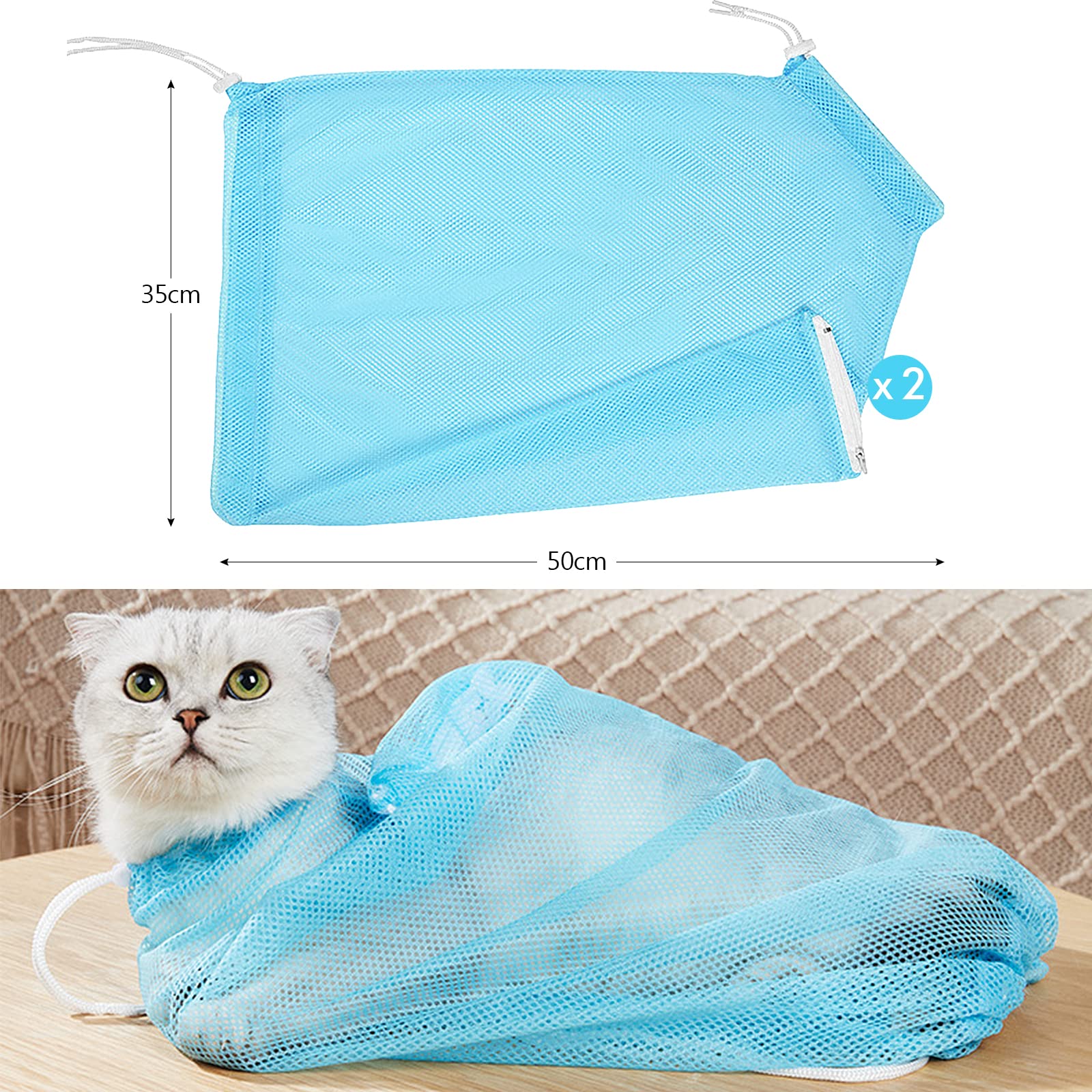 2 Borse da Bagno Gatto, Borsa Toelettatura per Cat, Borsa da Bagno per Animali Domestici Anti-morso per La Toelettatura degli Animali Domestici