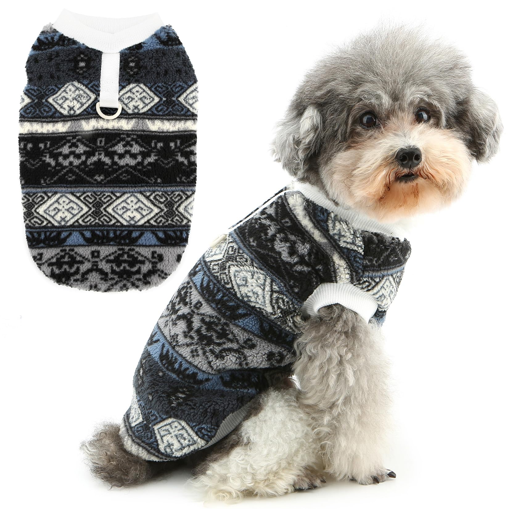 Zunea Retro Dog Sweater Jumpers XS/S Size Fuzzy Fleece Puppy Clothes with D-Ring for Small Dogs Soft Warm Winter Jumper Pullover Vest Jacket Coats Cold Weather Pet Chihuahua Yorkie Apparel Gray XXL