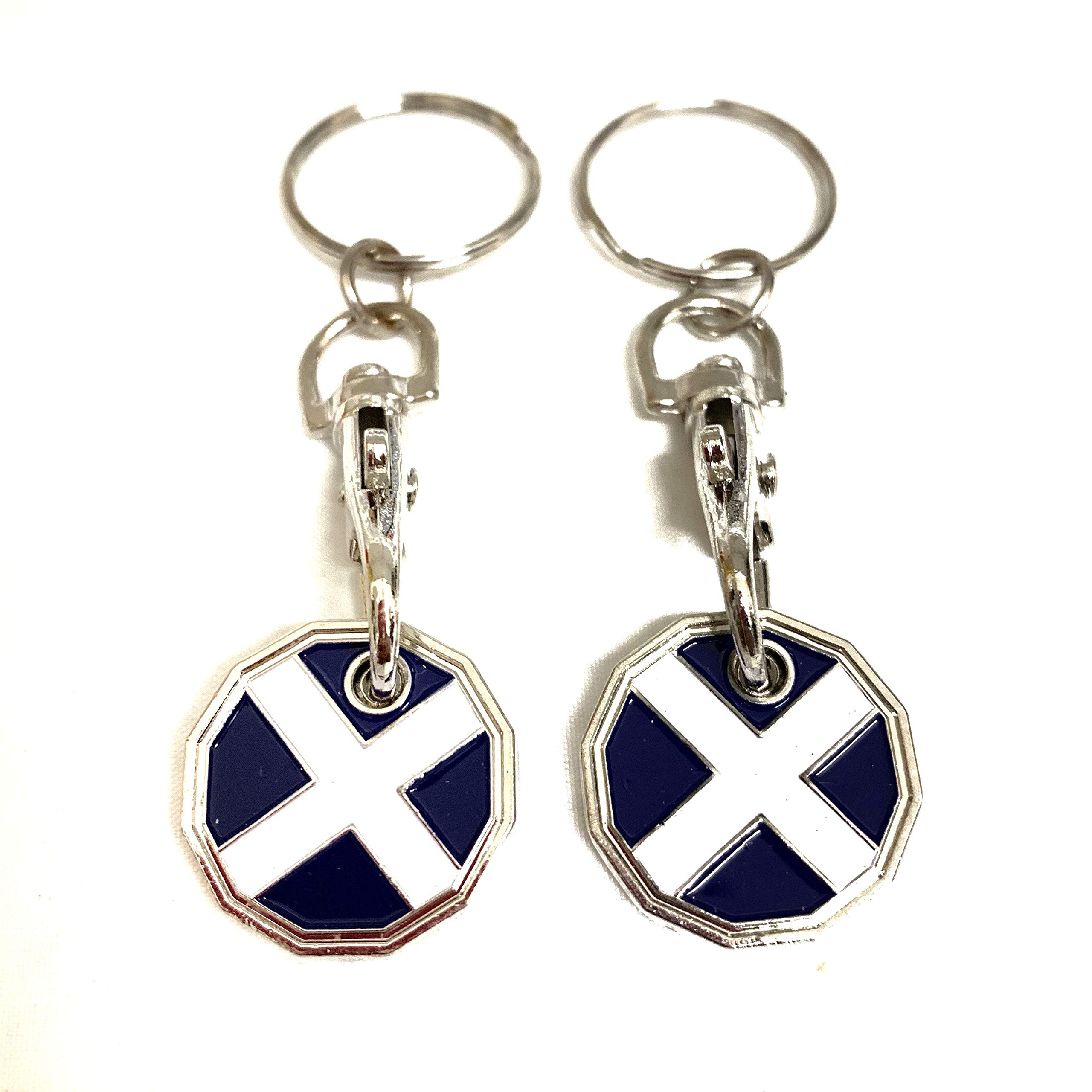 UK PhoenixTrolley Token New £1 Coin Shape 12 Sided Shopping Cart Key Ring Release Shop Locker Keychain (2 x Scotland), 2 X Scotland, S, Modern