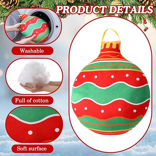 Miniatura 7 de Paquete de 4 almohadas de campana de Navidad, cojines decorativos de terciopelo, cojines redondos de invierno, hogar, sofá, dormitorio, decoración