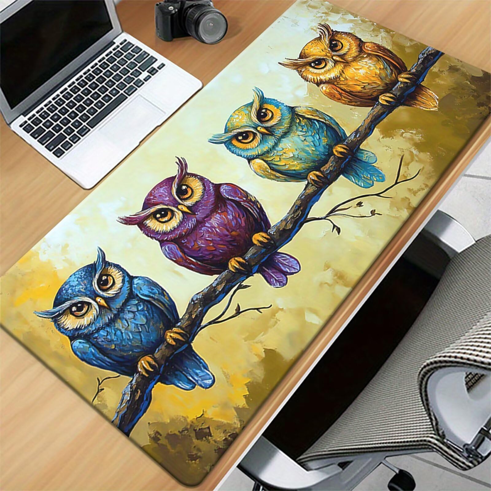 Tappetino Mouse da Gioco 1000x500x3mm, Gufo Arboricolo Mouse Pad XXL ad Alta Precisione e Velocità, Base in Gomma Antiscivolo Ultra-Grip, Tappetino per Scrivania Tastiera e PC