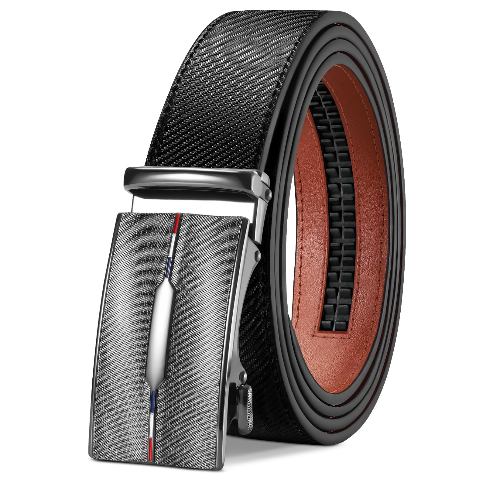 TANGCHAO Gürtel Herren,Ledergürtel Ratsche Automatikschließe für Herren Business Anzug Jeans, 35mm Gürtel,Größe Einstellbar