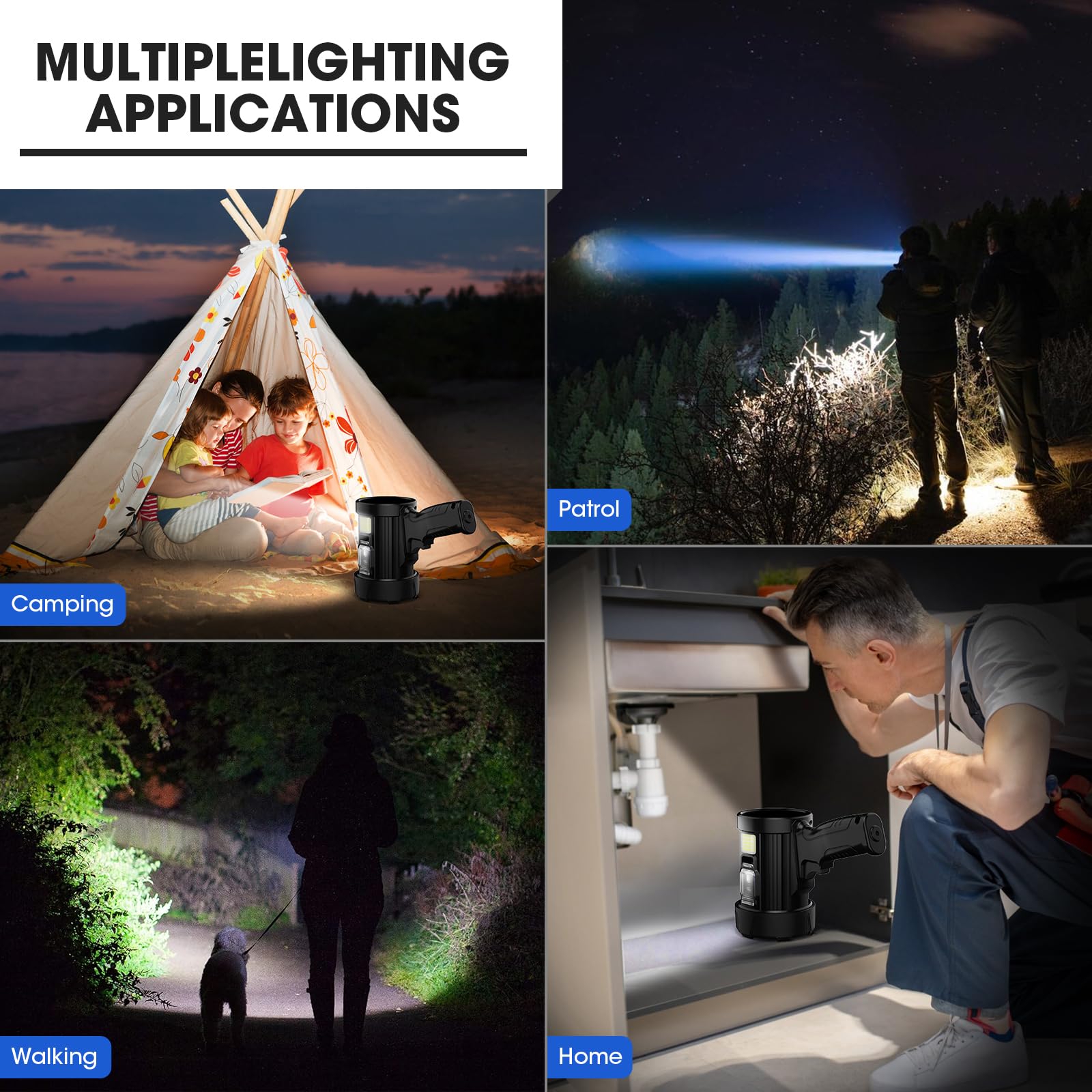Kmivo Foco recargable: linterna LED superbrillante con luz COB