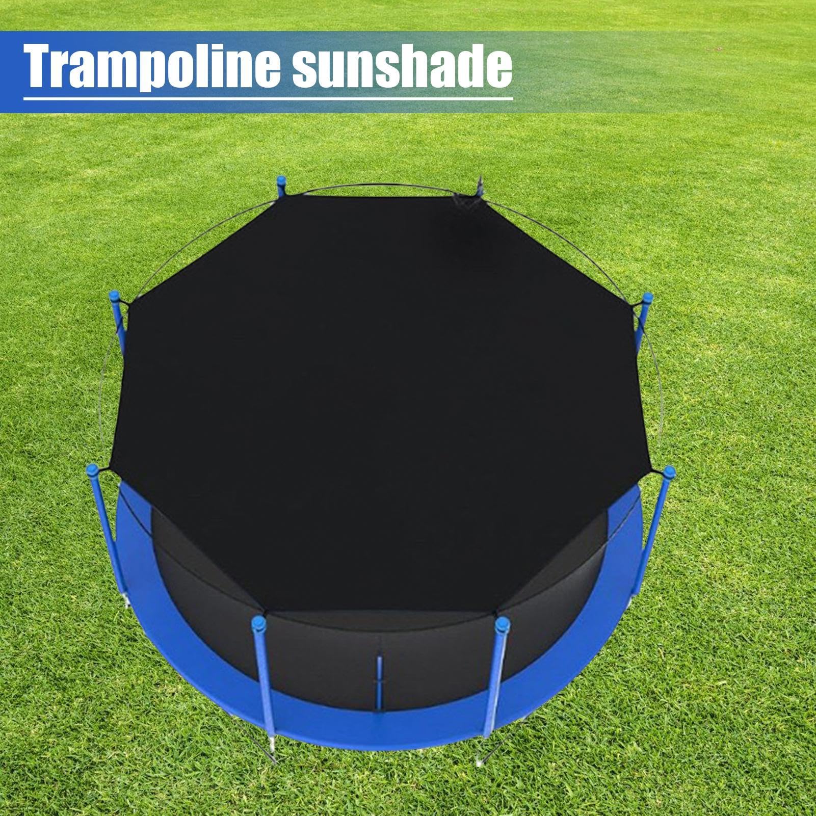 Trampoline Sun Shade Cover 14ft 8 Poles, Waterproof Dustproof Anti-UV Trampoline Sunshade Top Cover Replacement for Outdoor Playground Backyard, Trampolines Accessories
