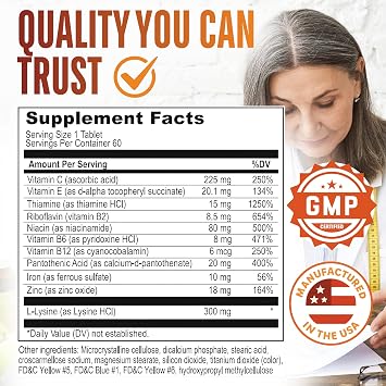 Apetigen-Plus Appetite Stimulant for Weight Gain Multivitamin with Iron, Zinc, L-Lysine & B-Complex Appetite Booster Tablets for Adults & Kids 12+ Sugar Free, No Fish Oil 60 Count