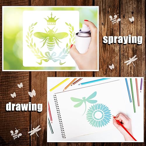 Miniatura 3 de Juego de 20 plantillas reutilizables para estarcir, plantillas de primavera e invierno, de Navidad, para pintar sobre pared de madera, decoración