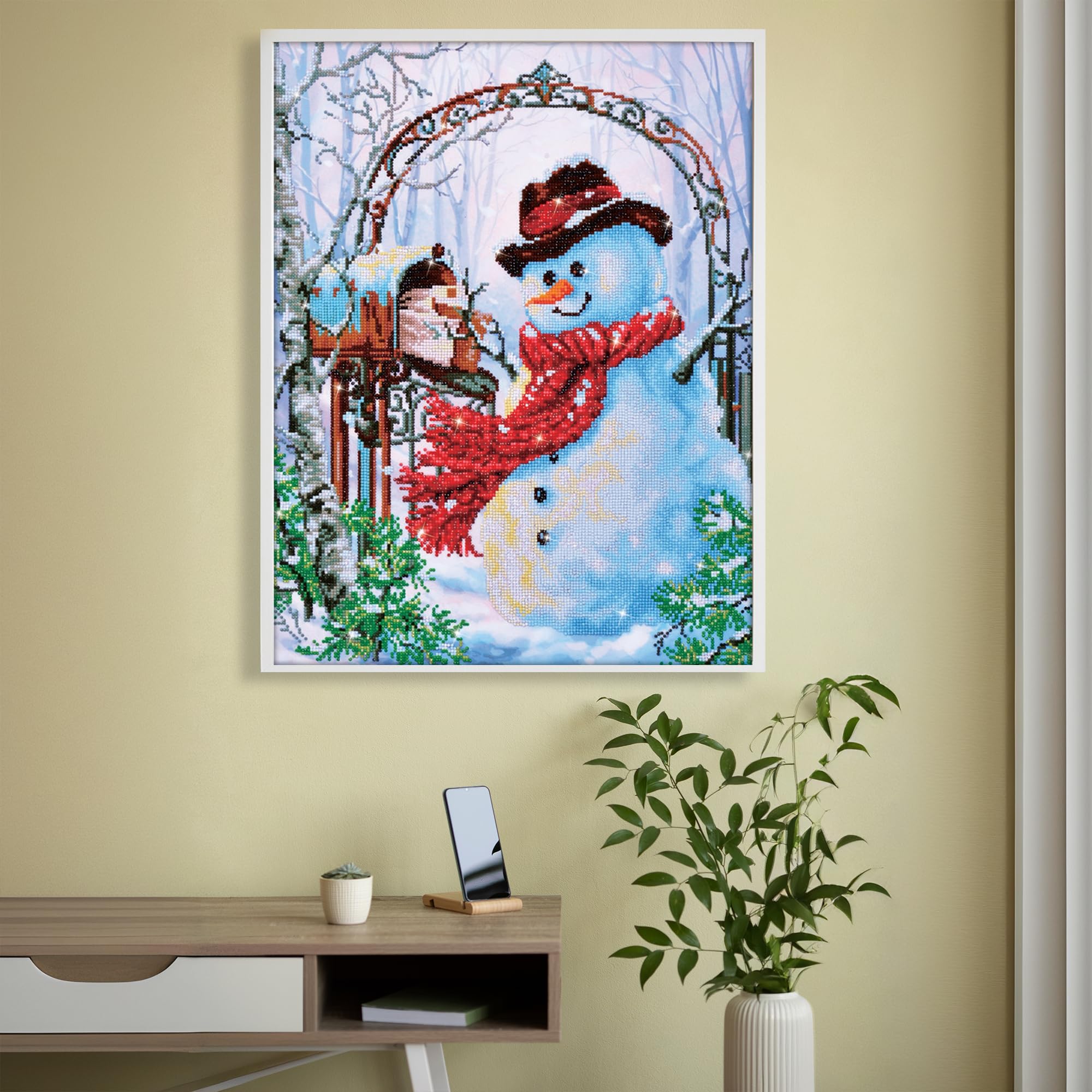 Pracht Creatives Hobby DD12-017 - Statuetta decorativa a forma di pupazzo di neve con diamanti brillanti, ca. 50 x 62 cm, per dipingere con diamanti, nuova e creativa.