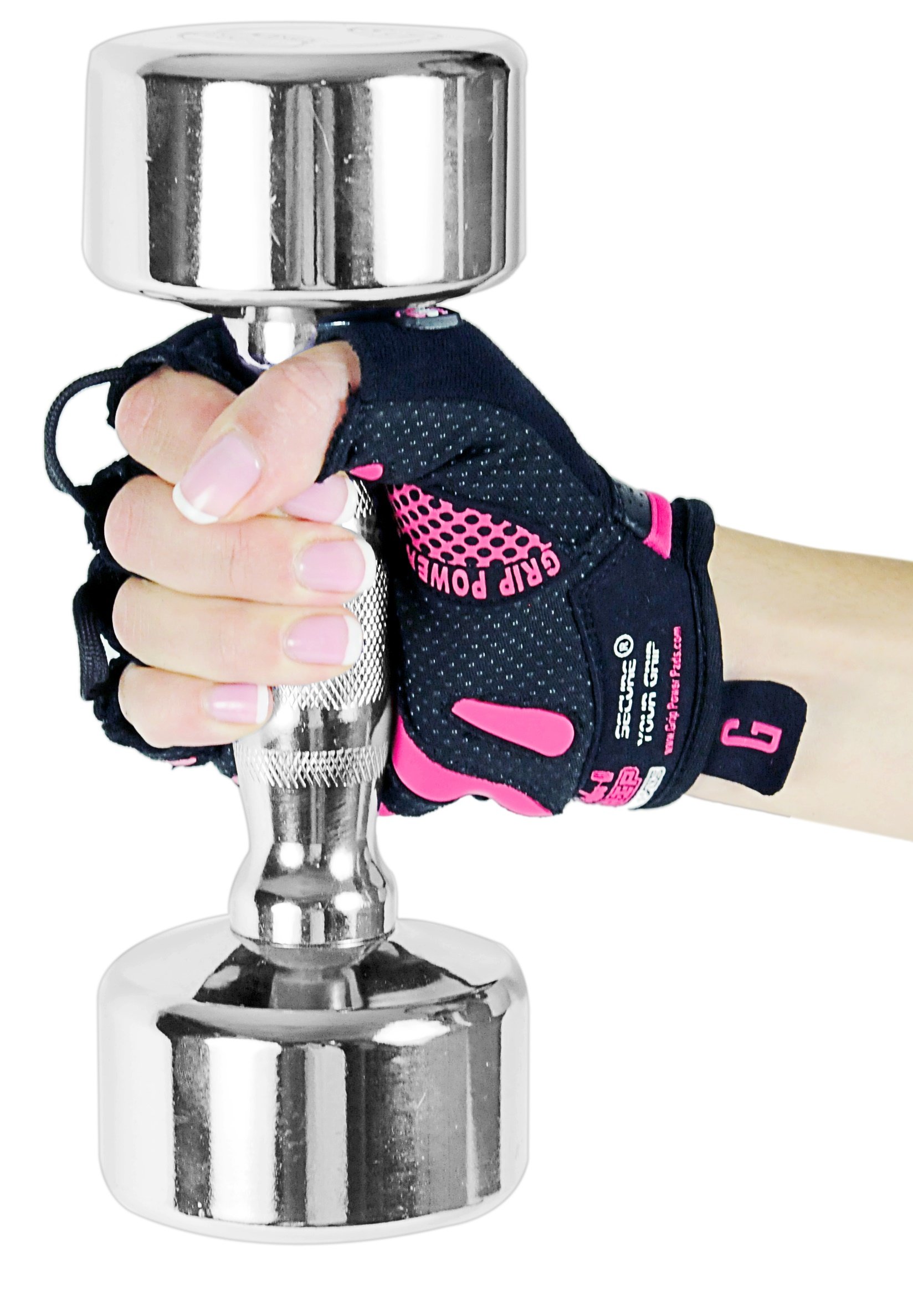Guanti palestra, per sollevamento pesi da donna Mimi, proteggono le mani e migliorano la presa, colore rosa e nero, facili da mettere e togliere, misura regolabile, Pink